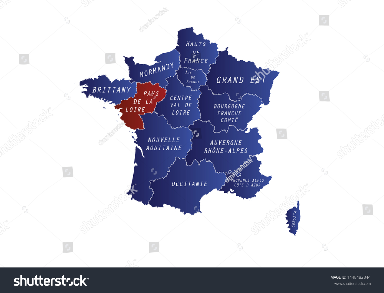 Outline Map Of France With States Normandy Region Outline Map France Country Stock Vector (Royalty Free)  1448480555 | Shutterstock