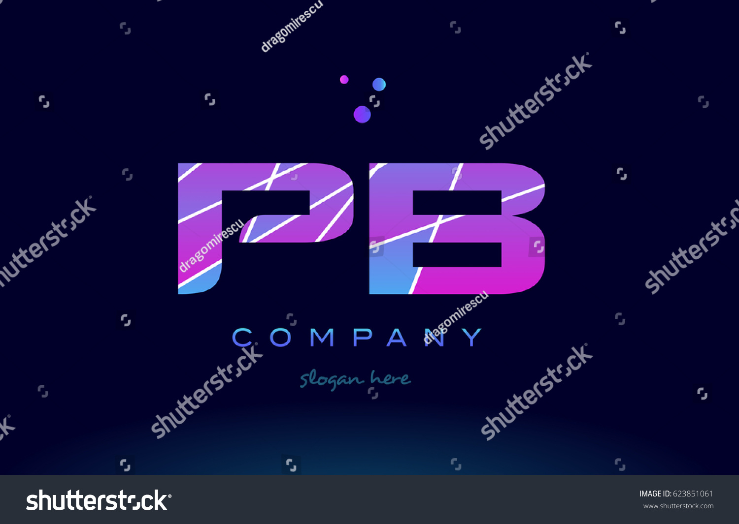 Pb P B Creative Color Blue Stock Vector Royalty Free