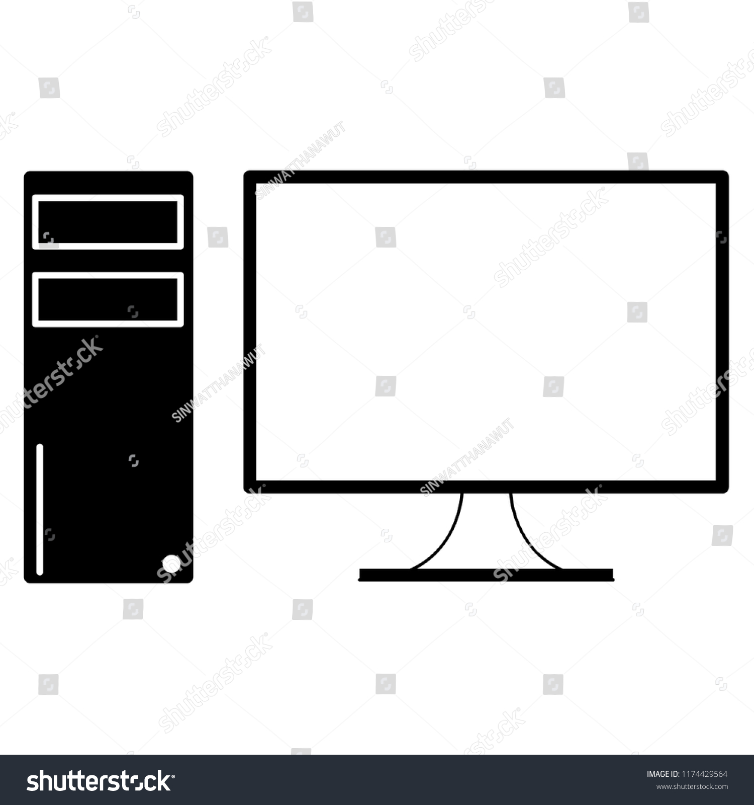 Pc Computer Front Icon Vectro Illustrator Stock Vector Royalty Free