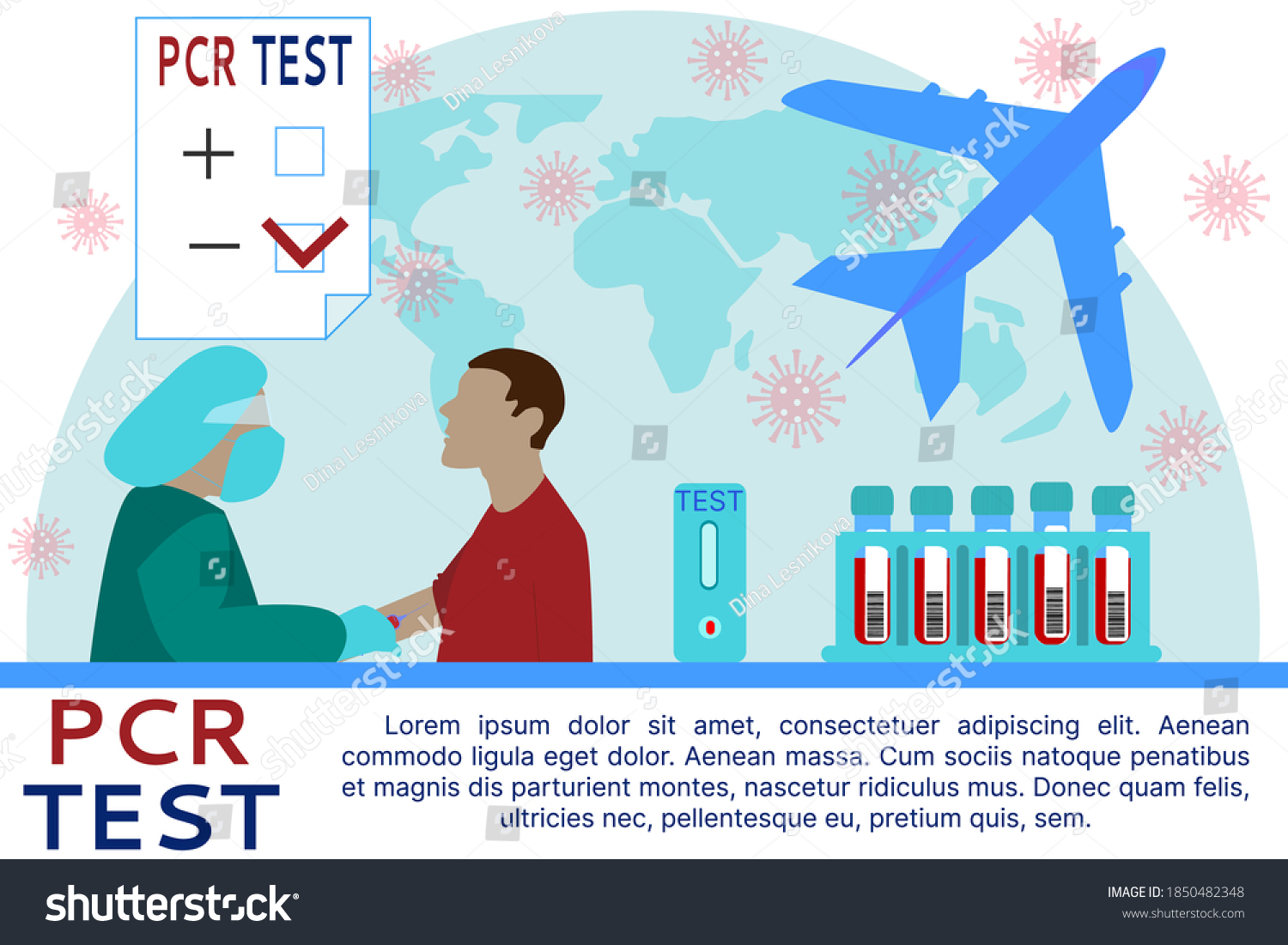 Pcr Test Coronavirus Flights Plane Travel Stock Vector Royalty Free