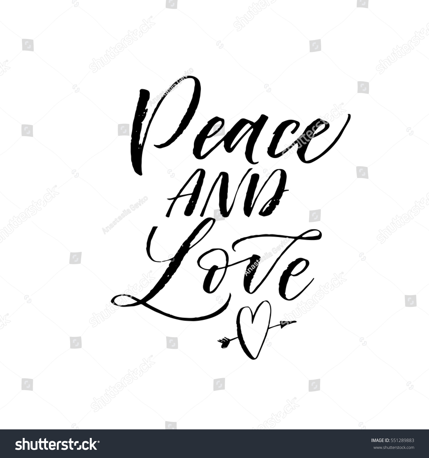 Peace Love Postcard Phrase Valentines Day Image Vectorielle De Stock Libre De Droits