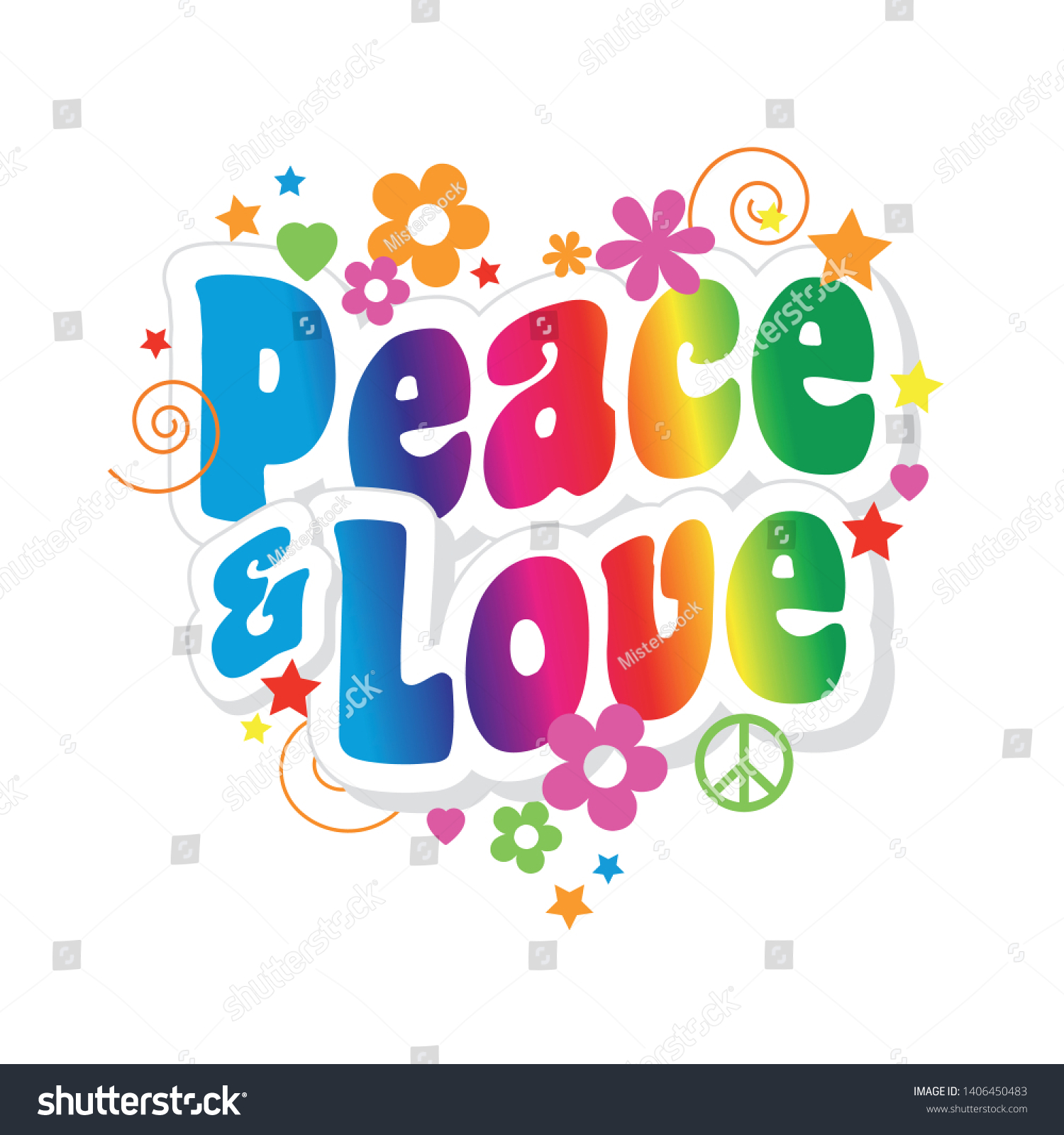 Peace Love Typography Flowers Peace Love Stock Vector (Royalty Free ...