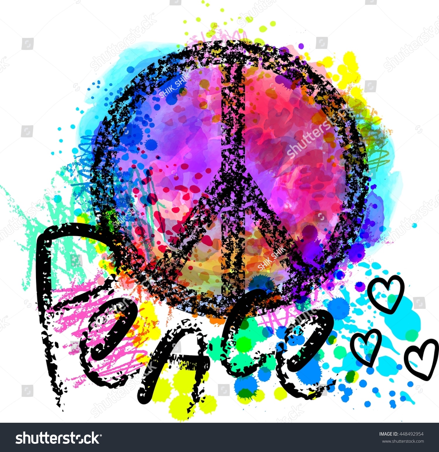 Download Peace Hippie Symbol Over Colorful Background Stock Vector ...