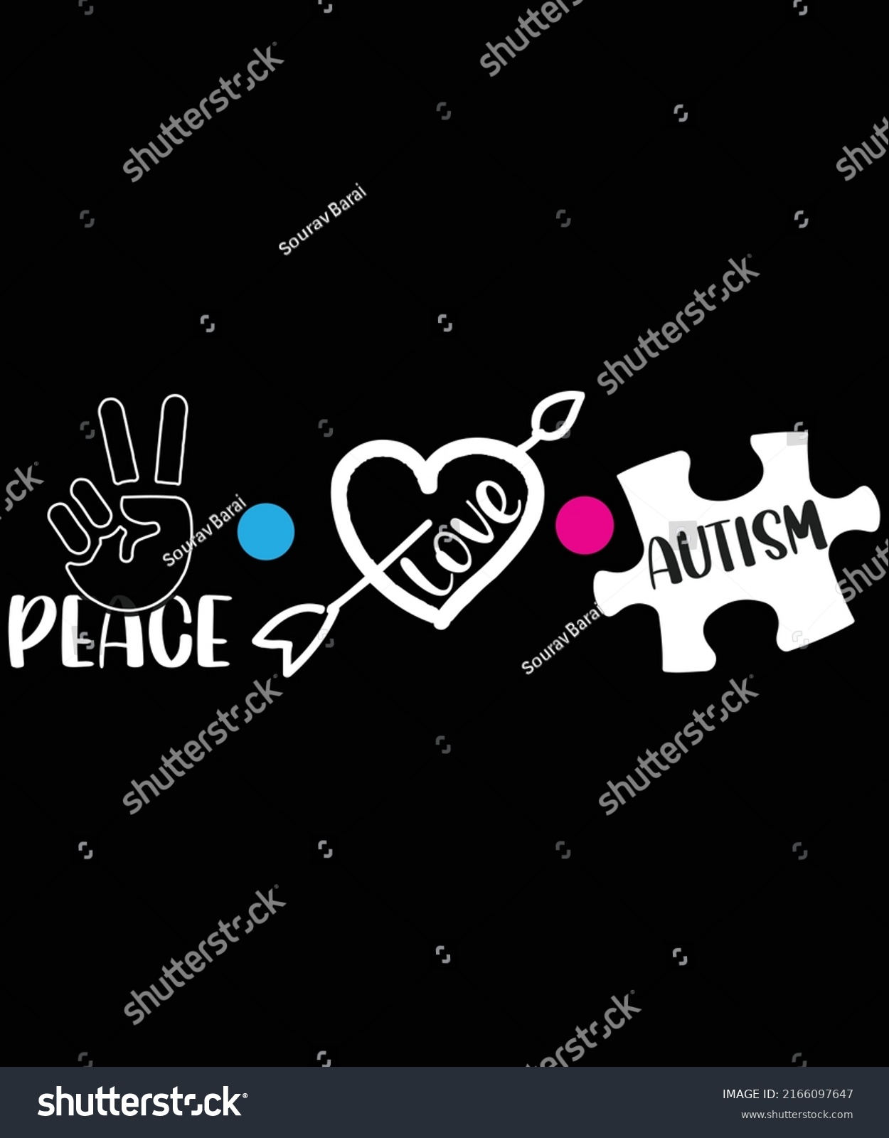 SVG of PEACE LOVE AUTISM CUSTOM TYPOGRAPHY T-SHIRT DESIGN svg