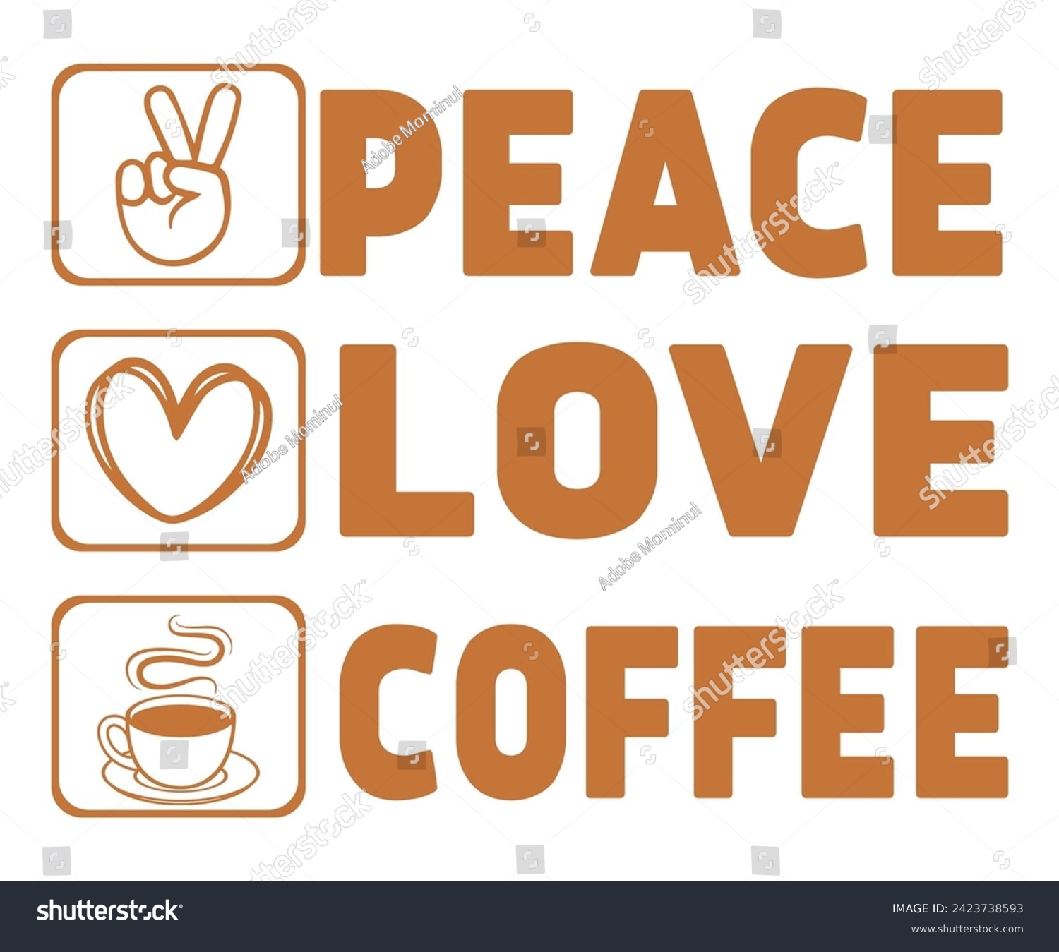 SVG of Peace Love Coffee Svg,Coffee Retro,Funny Coffee Sayings,Coffee Mug Svg,Coffee Cup Svg,Gift For Coffee,Coffee Lover,Caffeine Svg,Svg Cut File,Coffee Quotes,Sublimation Design, svg