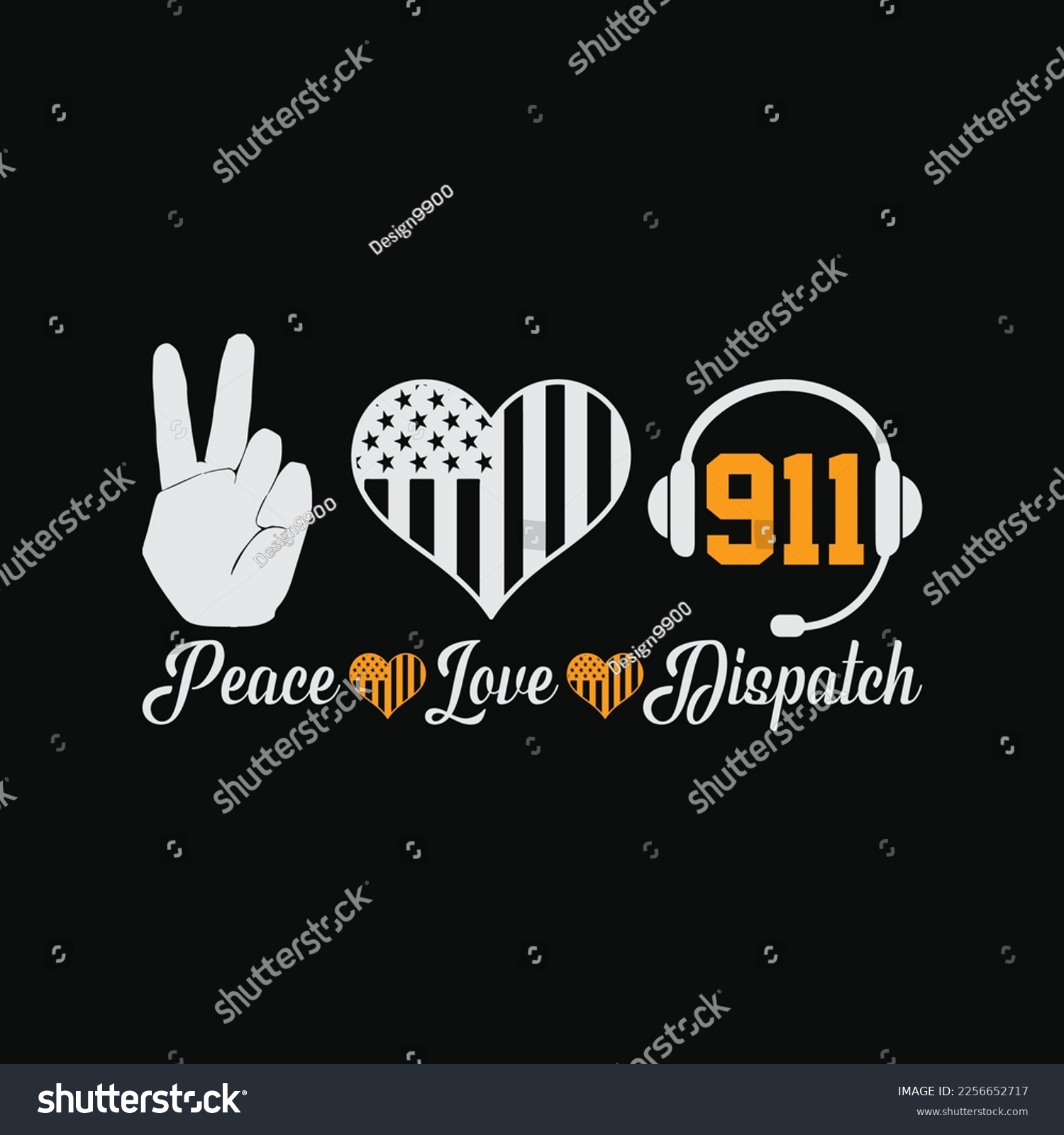 SVG of Peace Love Dispatch EMS 911 Dispatcher funny t-shirt design svg