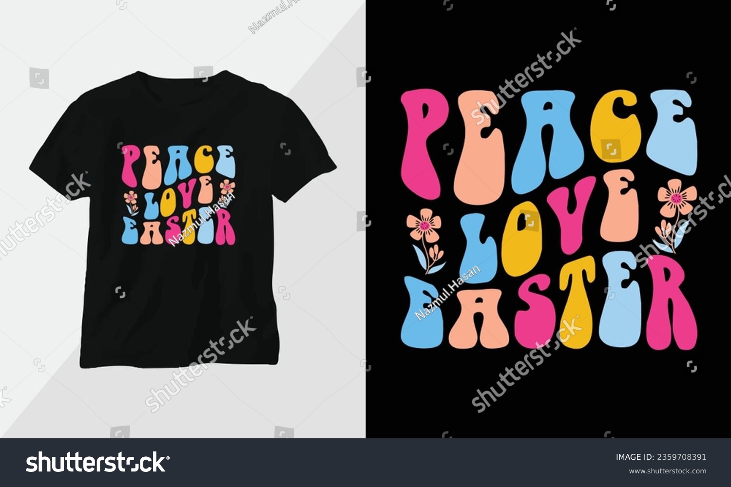 SVG of peace love easter - Retro Groovy Inspirational T-shirt Design with retro style svg