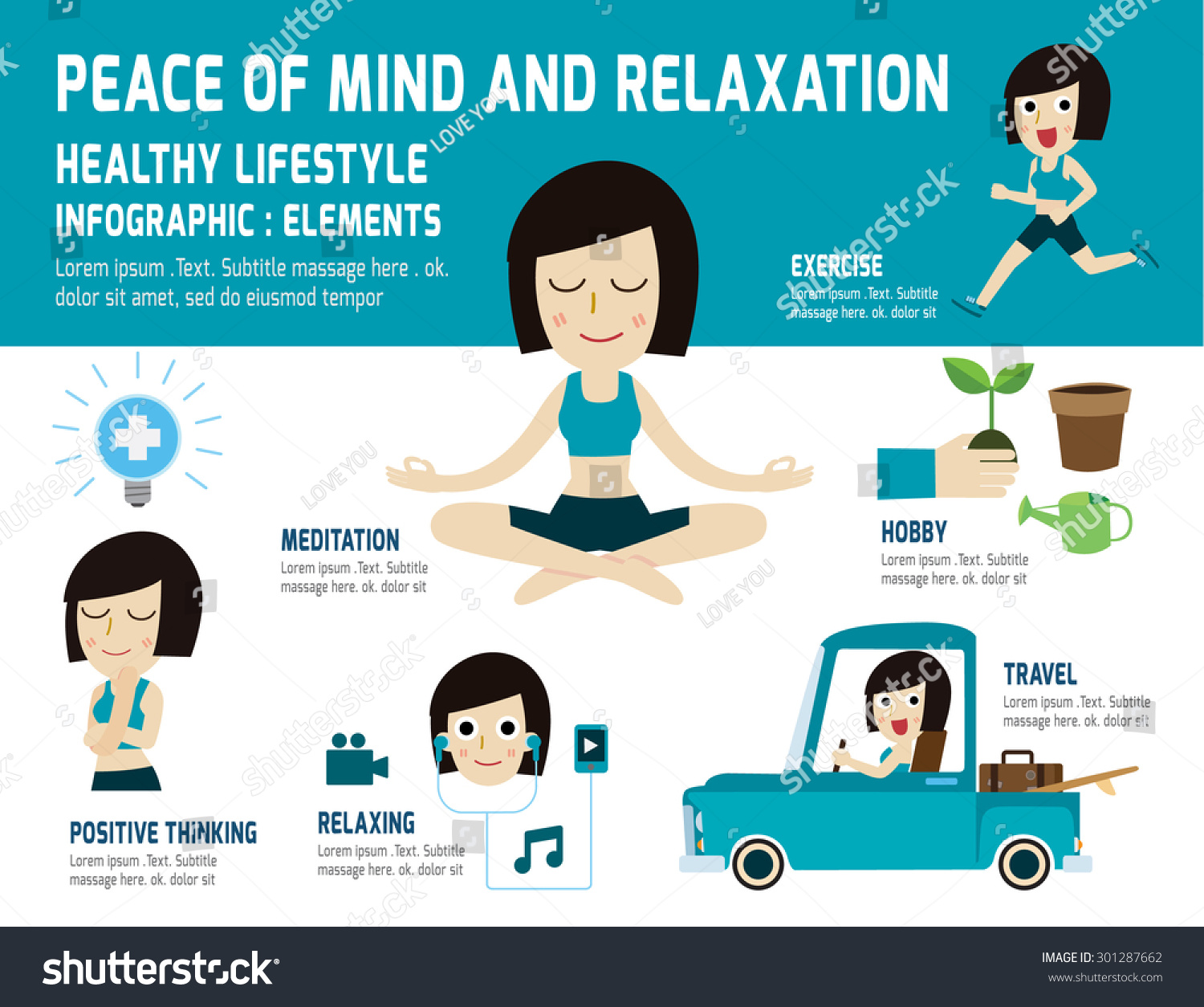 Peace Mind Relax Healthy Lifestyle meditatingrelieve Healthinfographic ...