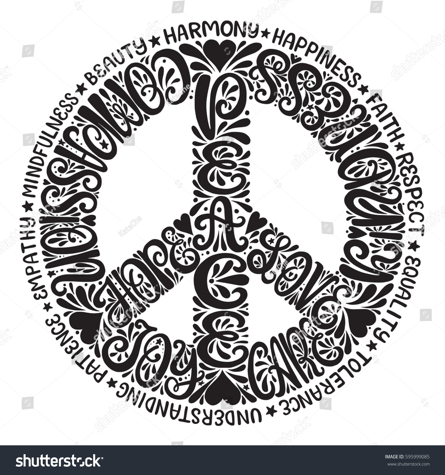 Peace Sign Vector Illustration Hand Drawn Stock Vector ...