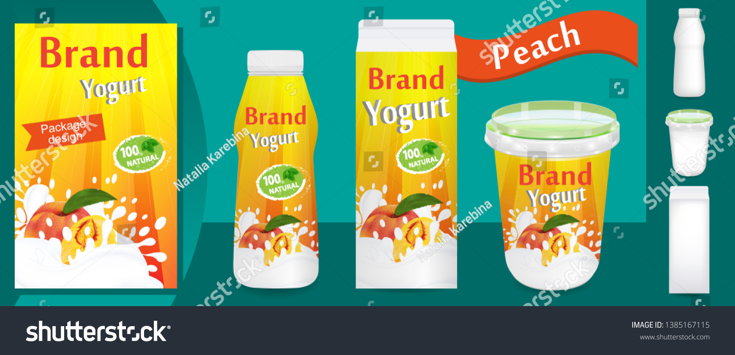 Download Peach Yogurt Packaging Design Ads 3d Stock Vector Royalty Free 1385167115