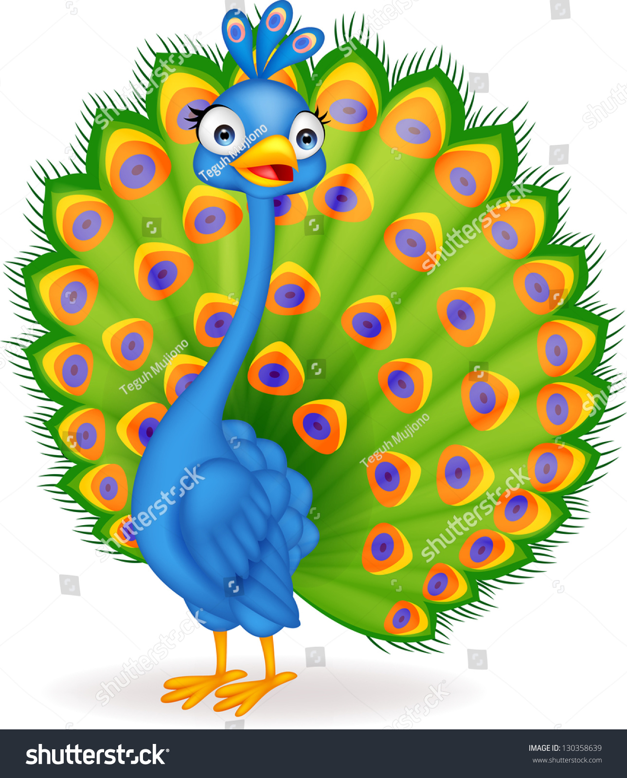 Peacock Cartoon Stock Vector 130358639 - Shutterstock