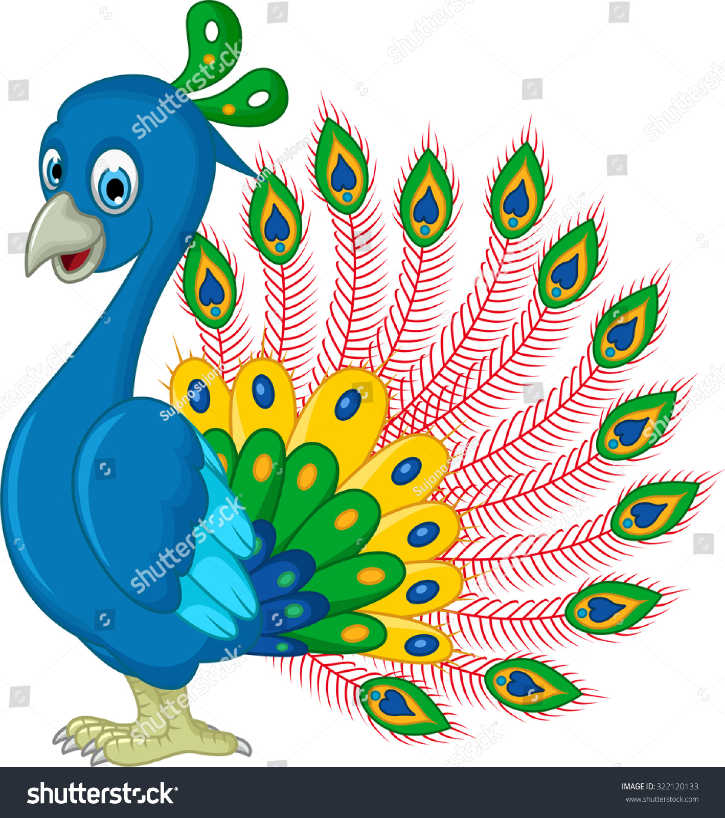 Peacock Cartoon You Design Stock Vector 322120133 - Shutterstock