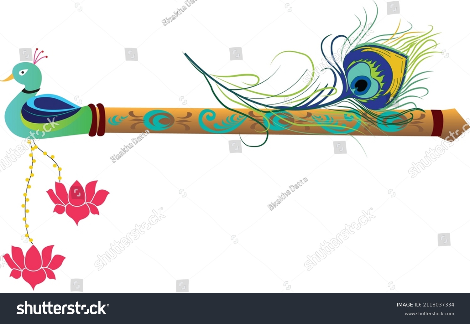 Peacock Feather Illustration Lord Krishna Stock Vector (Royalty Free ...