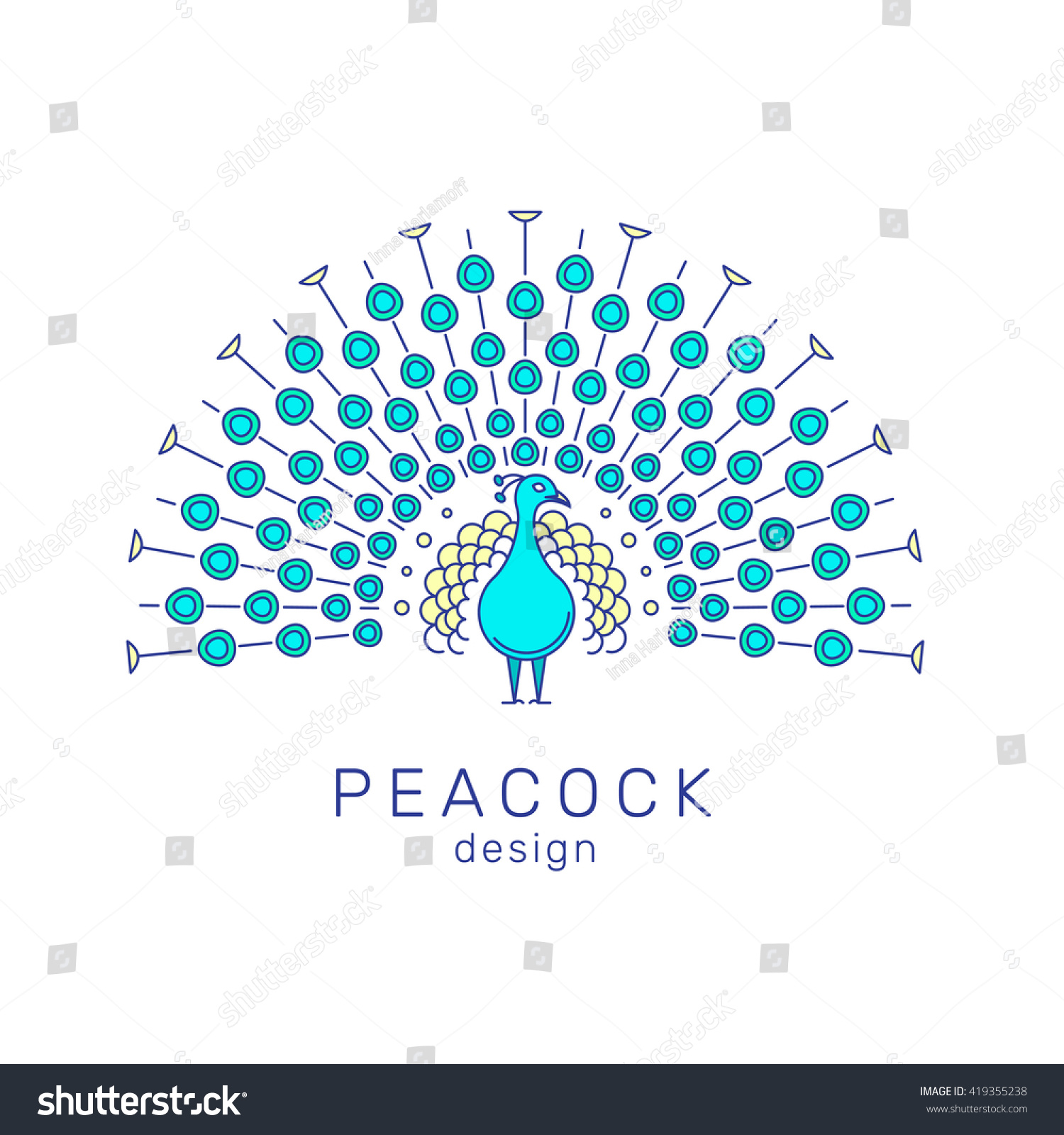 Peacock Logo Elements Outline Peacock Emblem Stock Vector 419355238 Shutterstock 