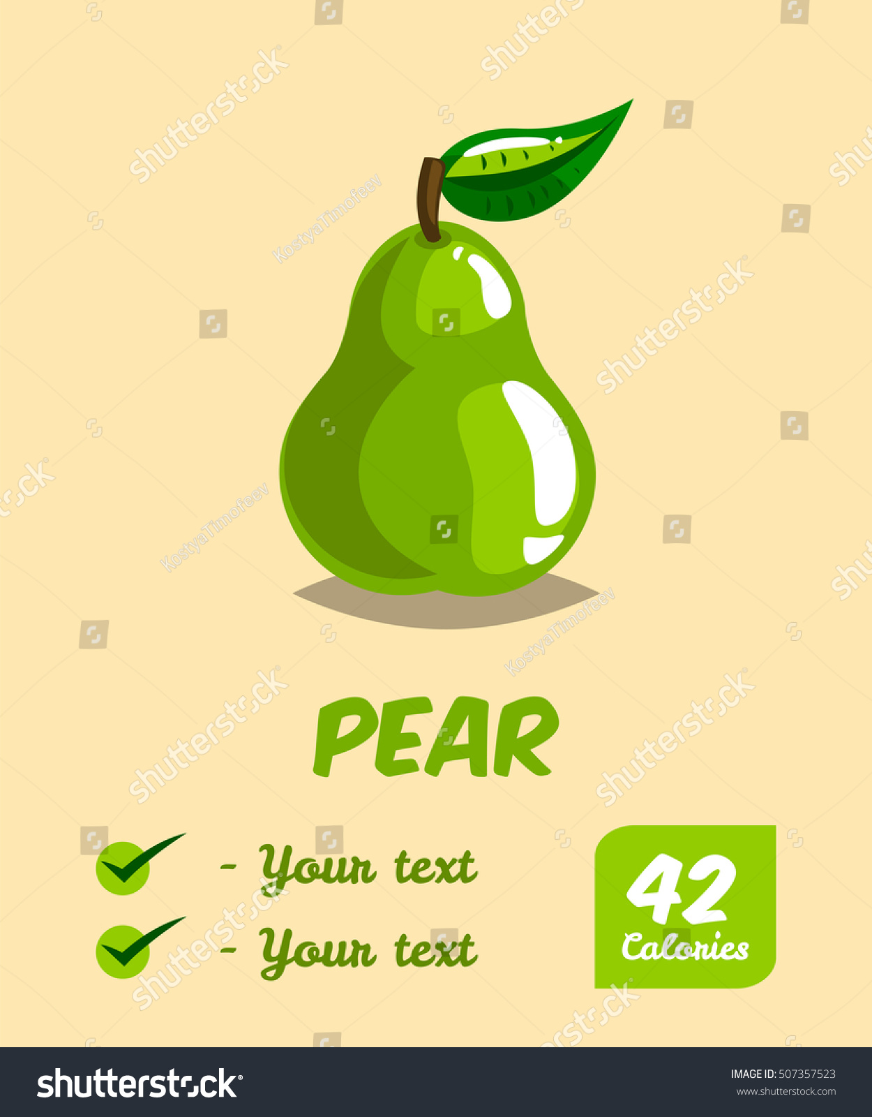 Pear Calories Useful Properties Natural Fruit Stock Vector Royalty Free 507357523