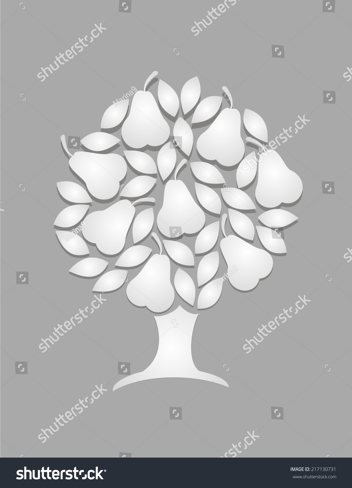 Pear Tree Vector Illustration Stock Vector (Royalty Free) 217130731