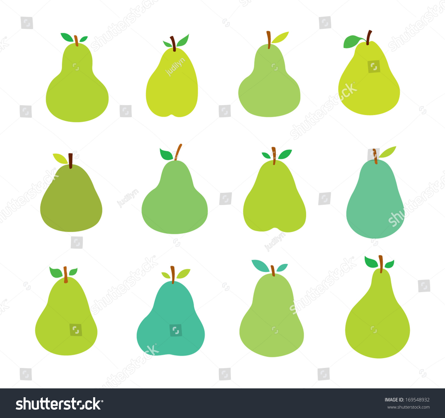 Pear Vector Collection Stock Vector 169548932 - Shutterstock