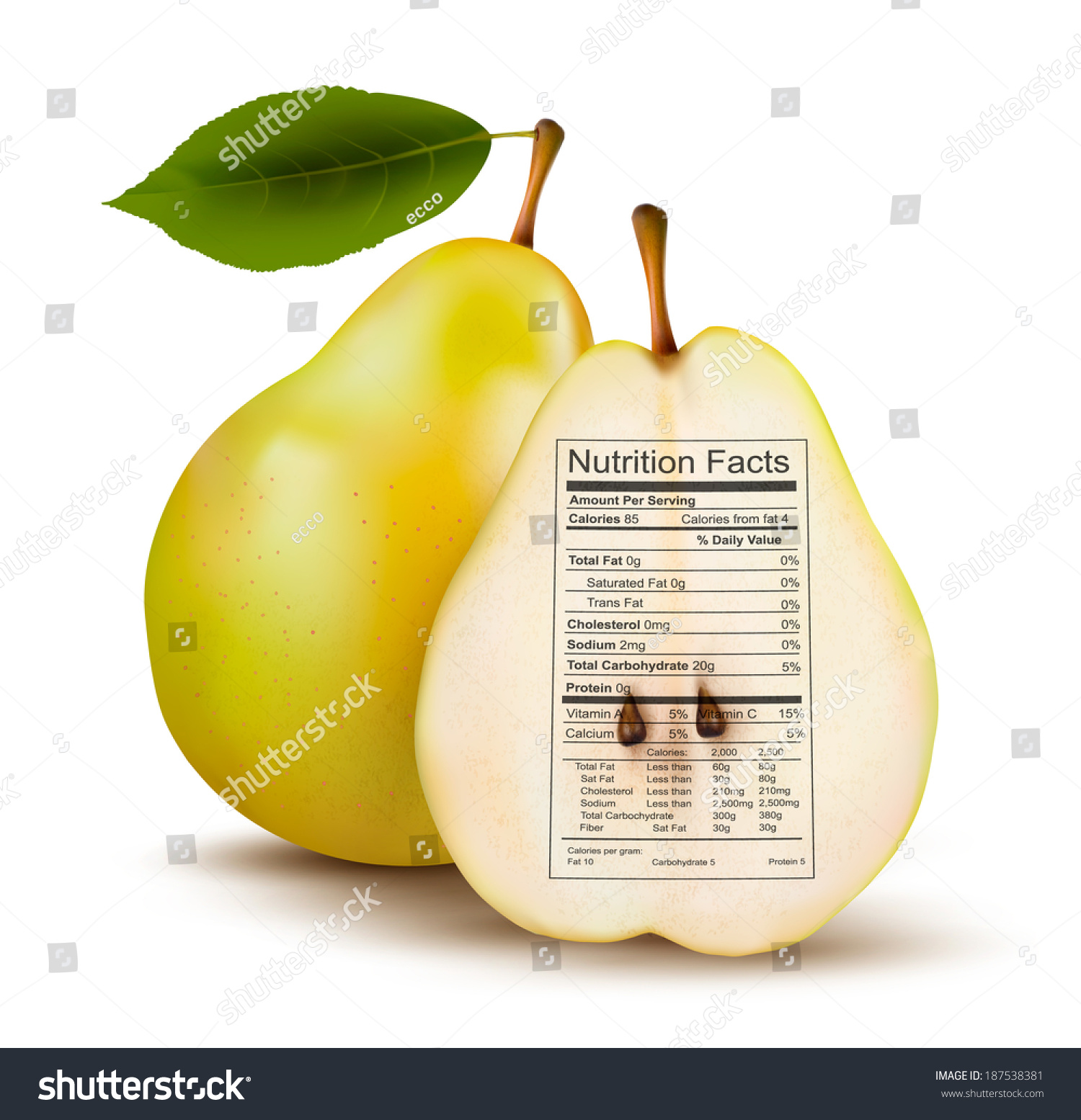 Pear Nutrition Facts Label Concept Healthy Stock Vector Royalty Free 187538381 Shutterstock 