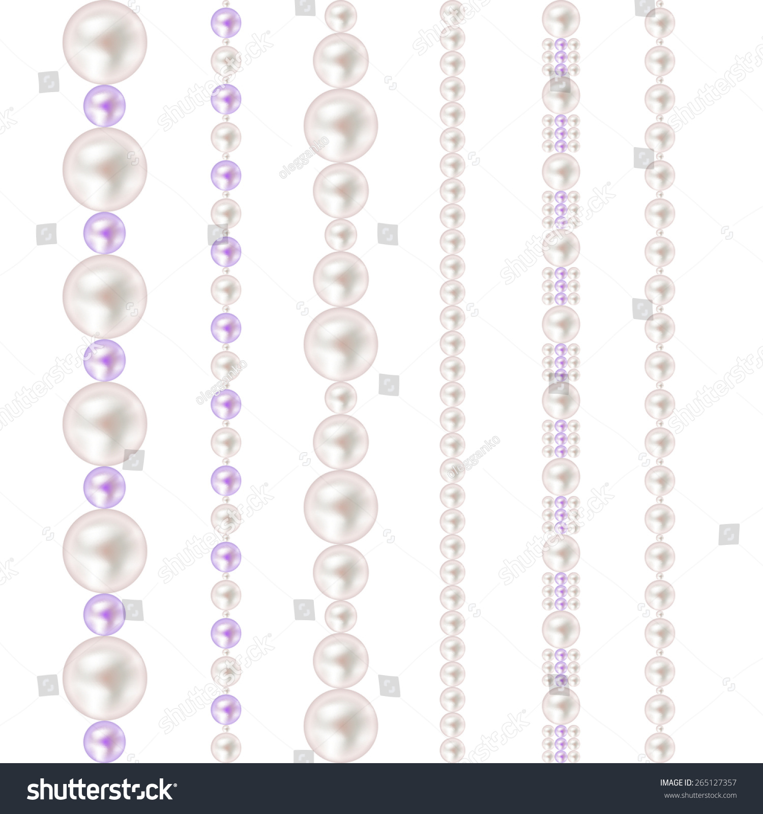 Pearl Realistic Borders Set Vector Illustration Stock Vector (Royalty ...