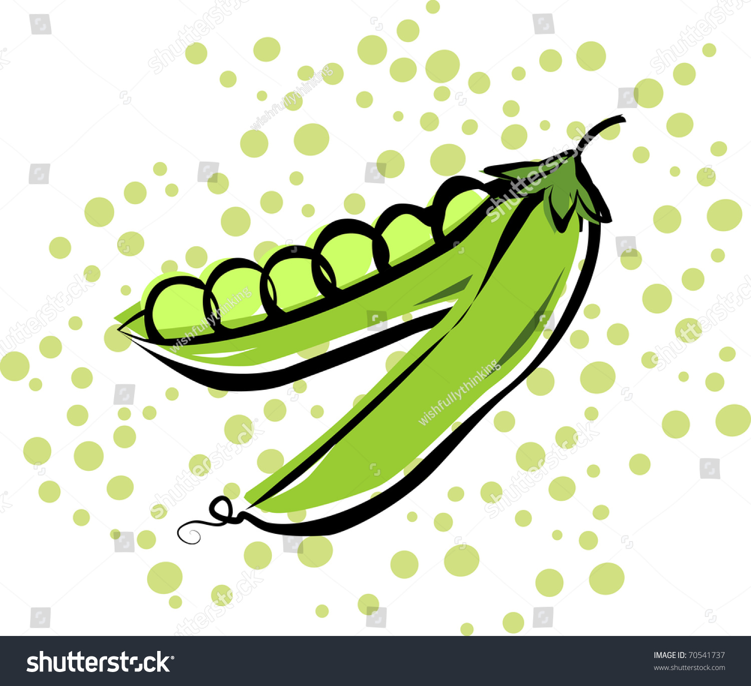 green pea pod with black outline clip art preview