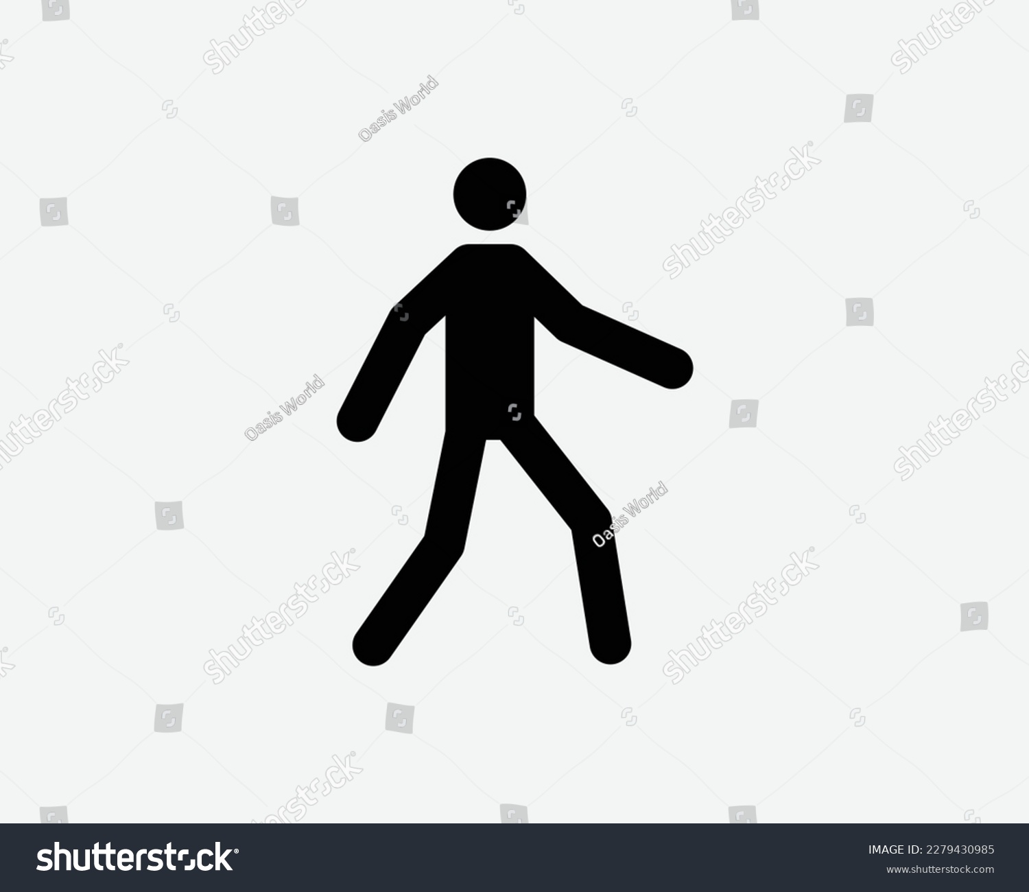 SVG of Pedestrian Walking Man Stick Figure Walk Cross Crossing Black White Silhouette Symbol Icon Sign Graphic Clipart Artwork Illustration Pictogram Vector svg