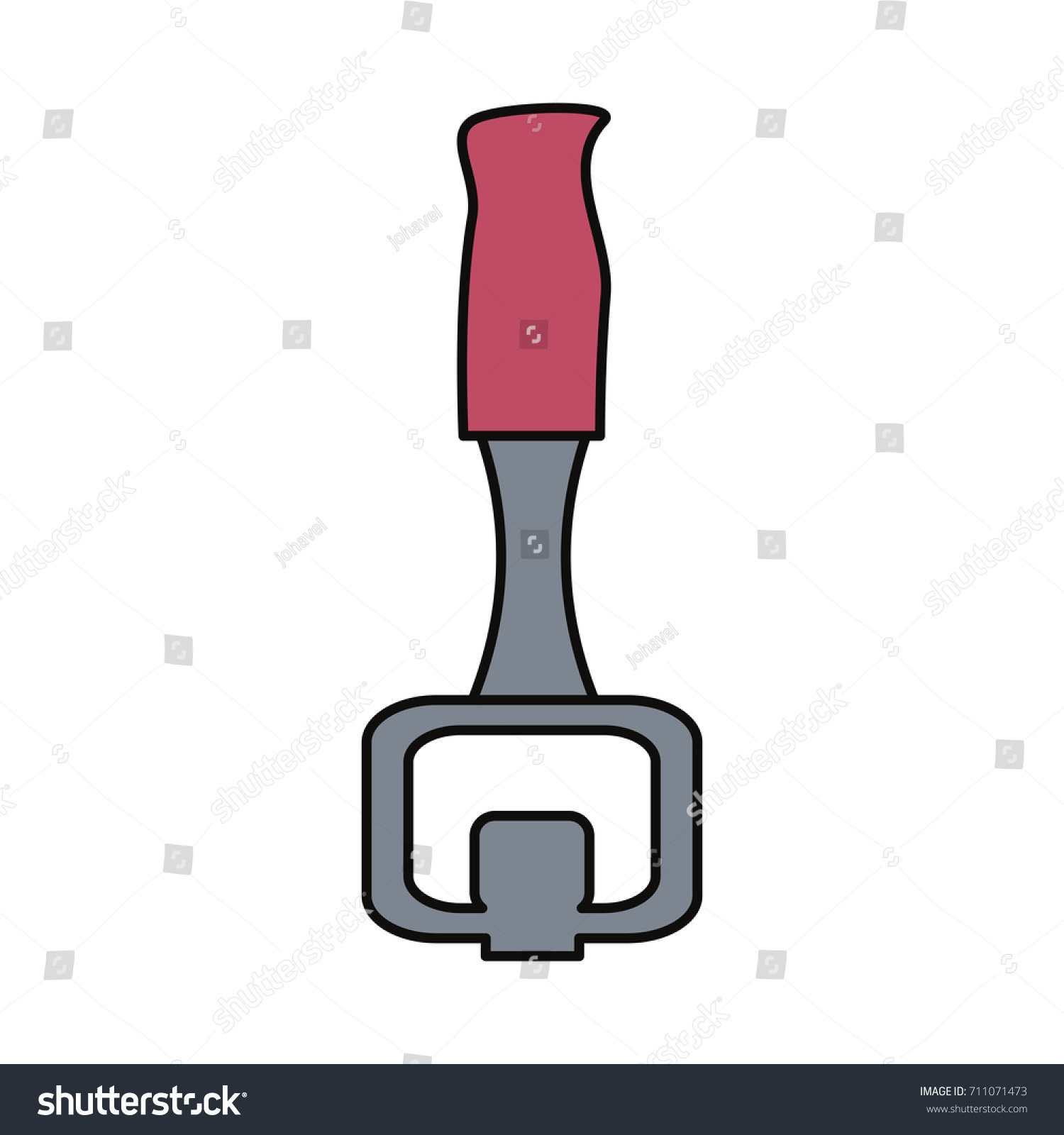 bottle opener, red handle, gray metal, simple clip art preview