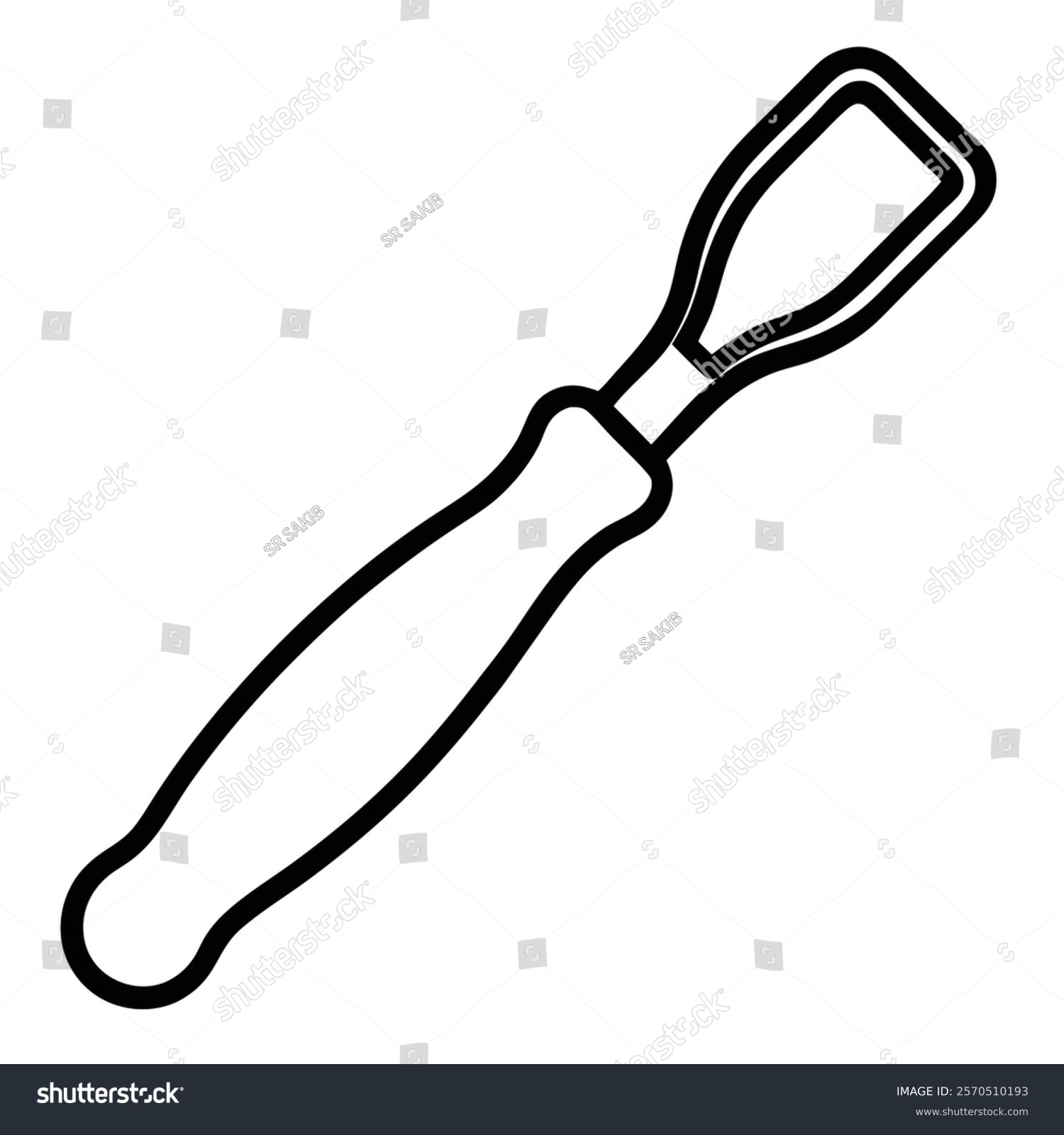 black outline chisel tool on white background clip art preview