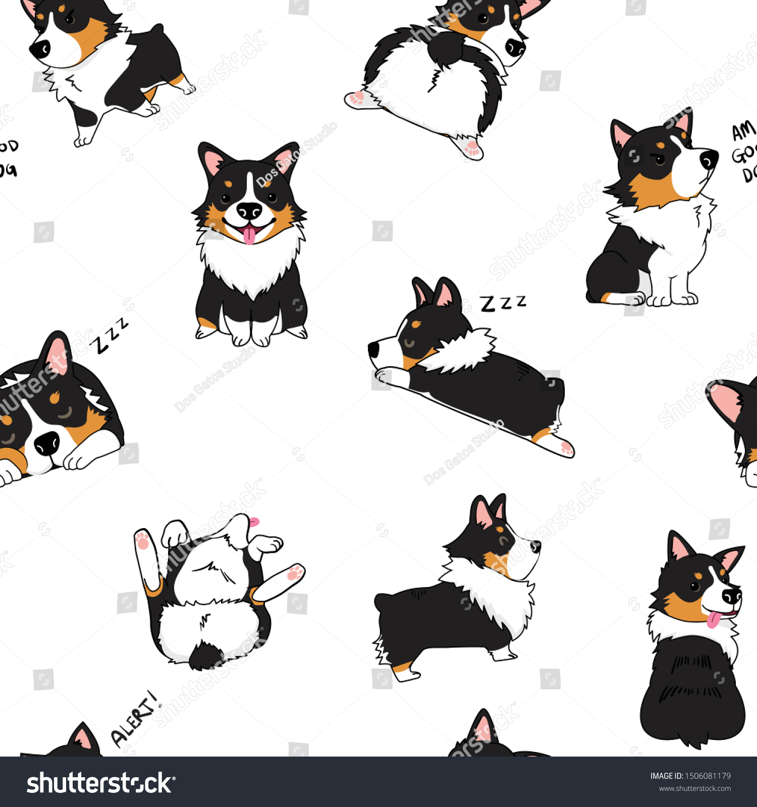 Pembroke Welsh Corgi Tricolor Dog Seamless Stock Image Download Now