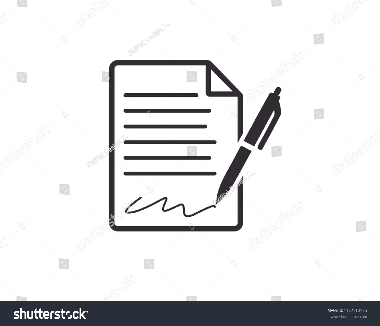 Pen Paper Icon Stock Vector Royalty Free 1182710176