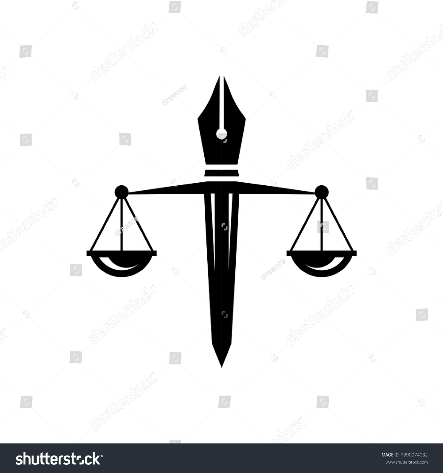 Pen Sword Law Firm Logo Template Stock Vector Royalty Free