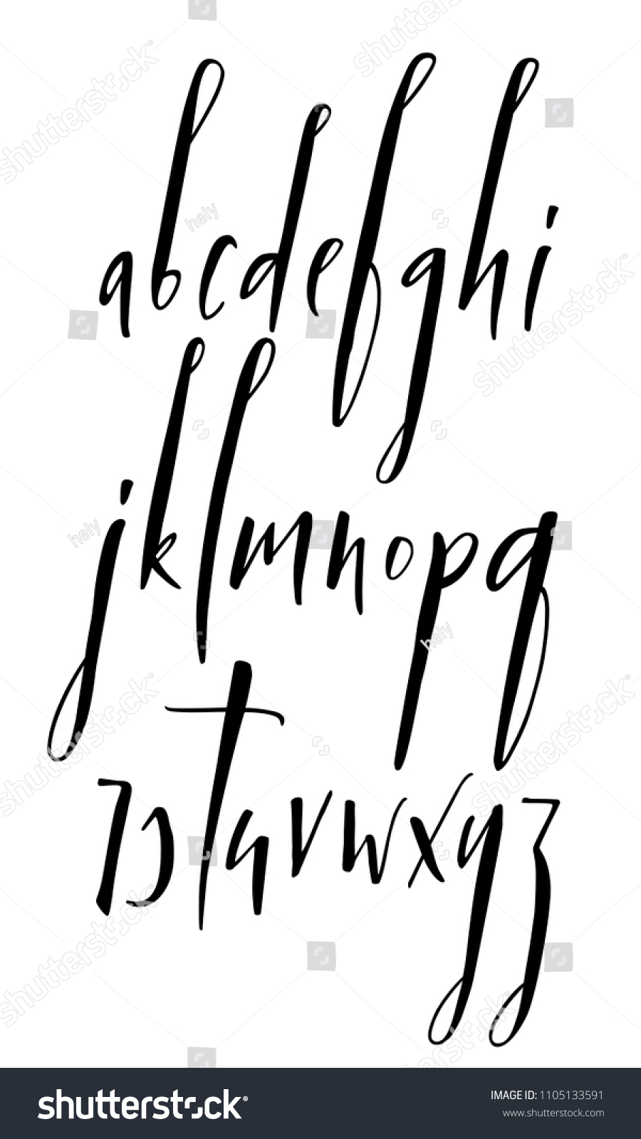 Pen Handwritten Vector Alphabet Modern Calligraphy Stock Vector ...