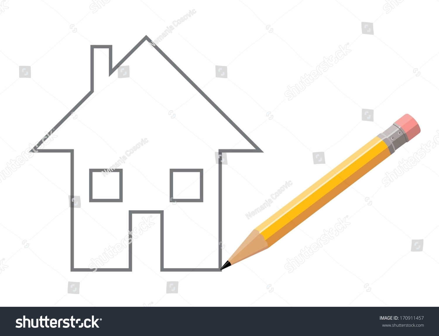 Pencil Drawing House Stock Vector Illustration 170911457 Shutterstock