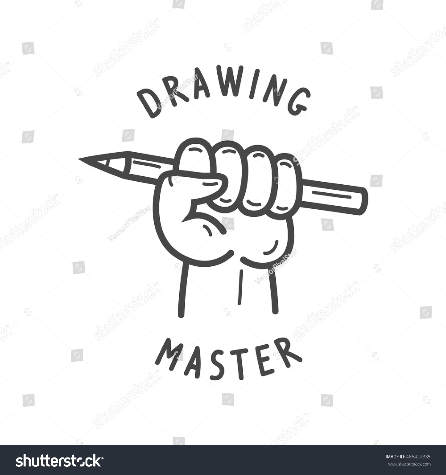 Pencil Hand Design Logo Drawing Master Stock Vector Royalty Free