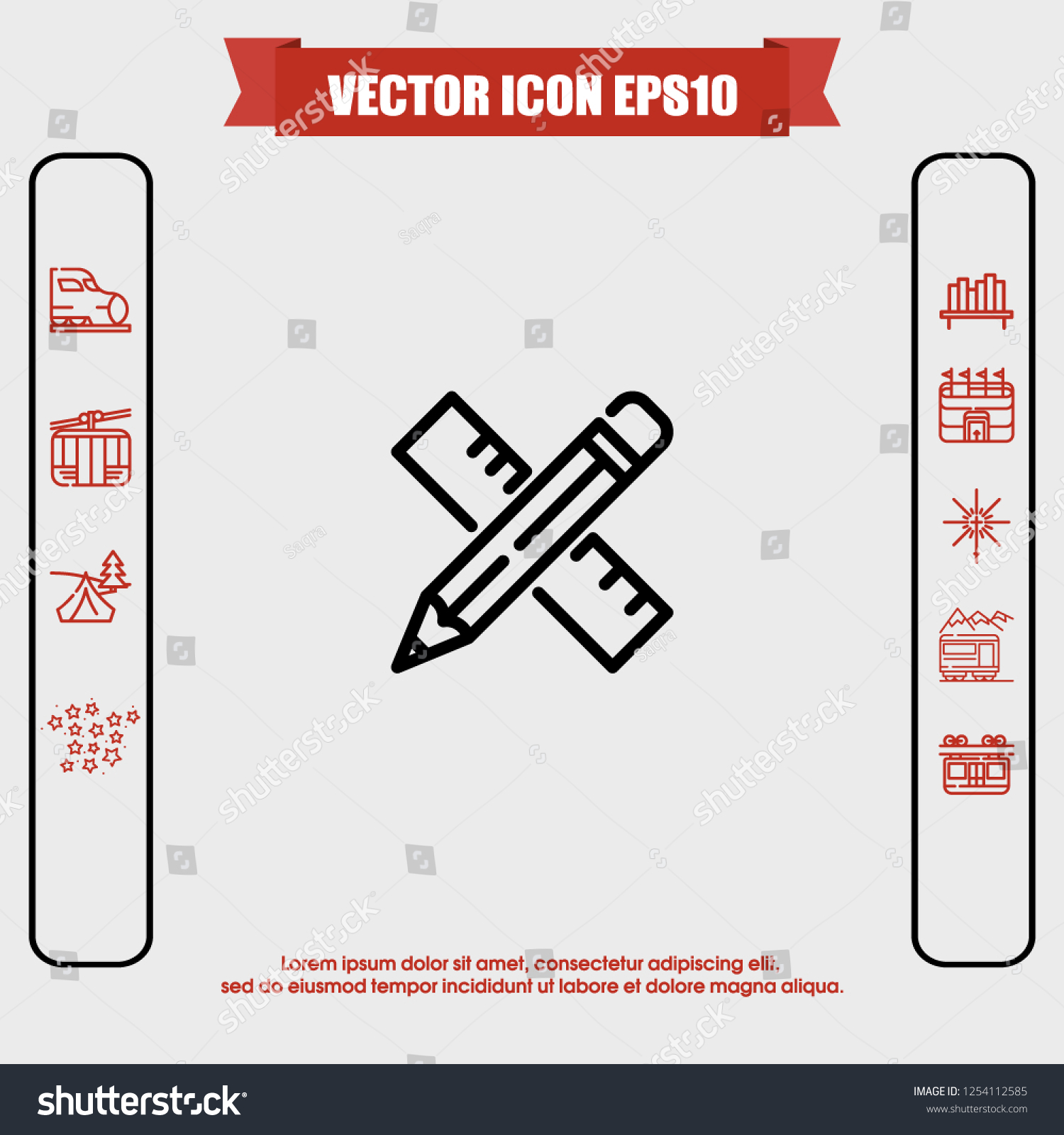Pencil Rule Icon Vector Stock Vector (Royalty Free) 1254112585