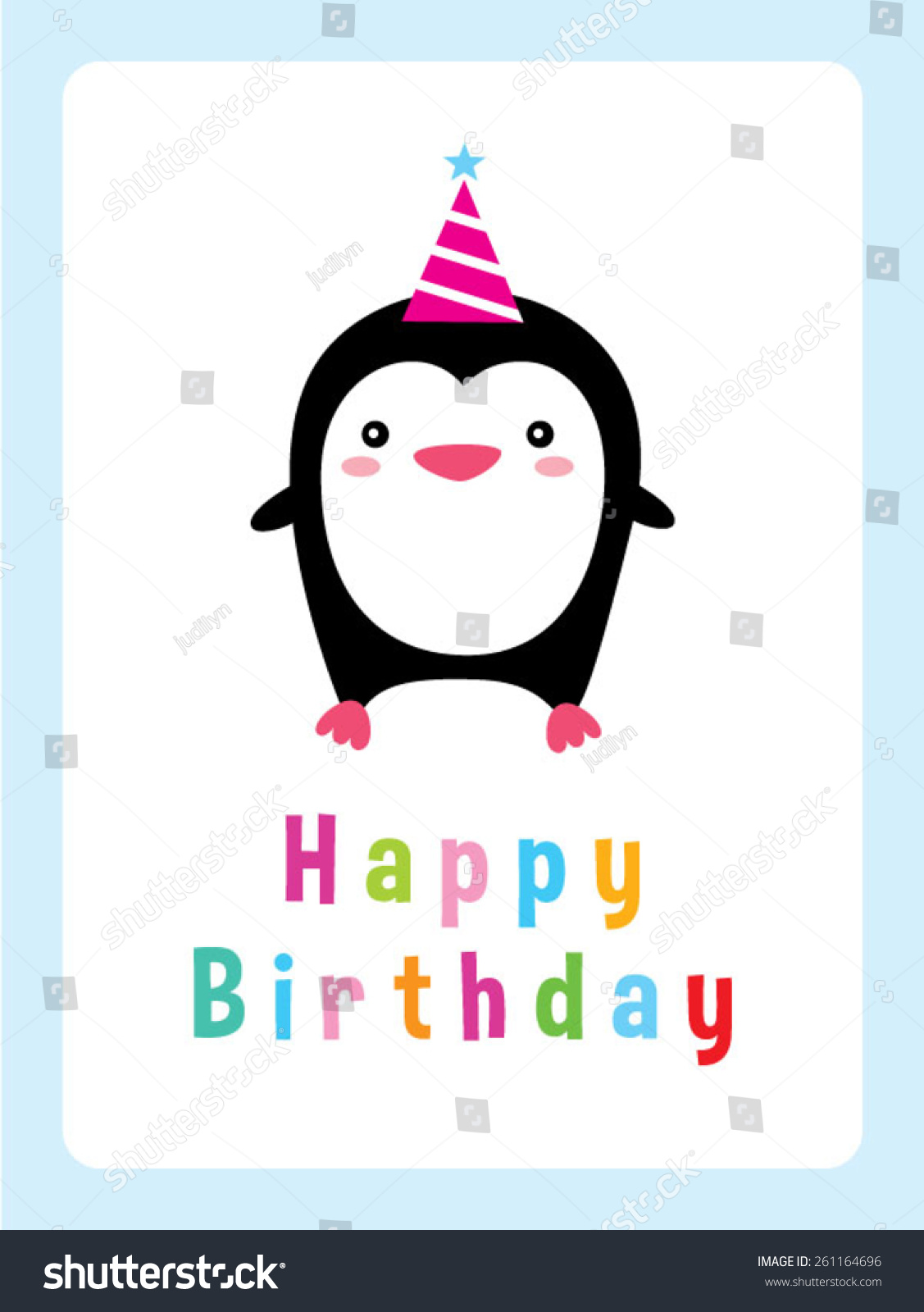 Penguin Birthday Greeting Card Stock Vector (royalty Free) 261164696