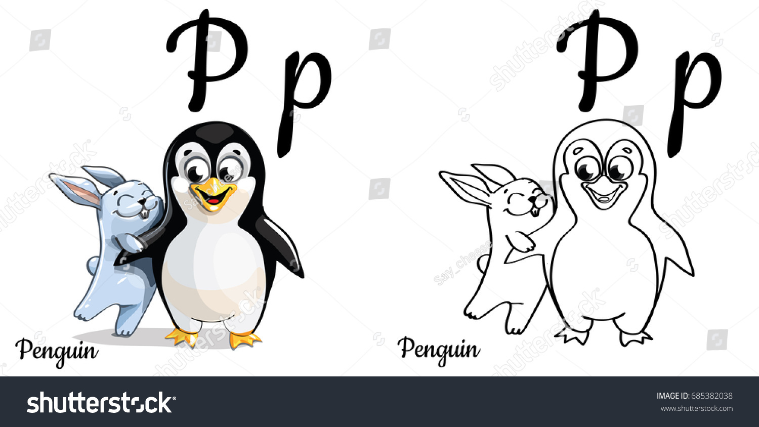 Penguin Vector Alphabet Letter P Coloring Page