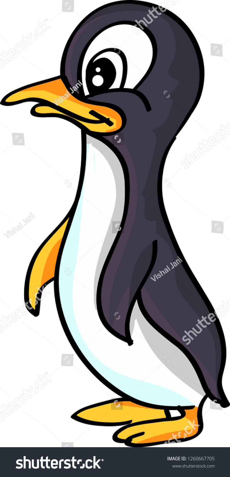 Penguin Vector Drawing Stock Vector (royalty Free) 1260667705 