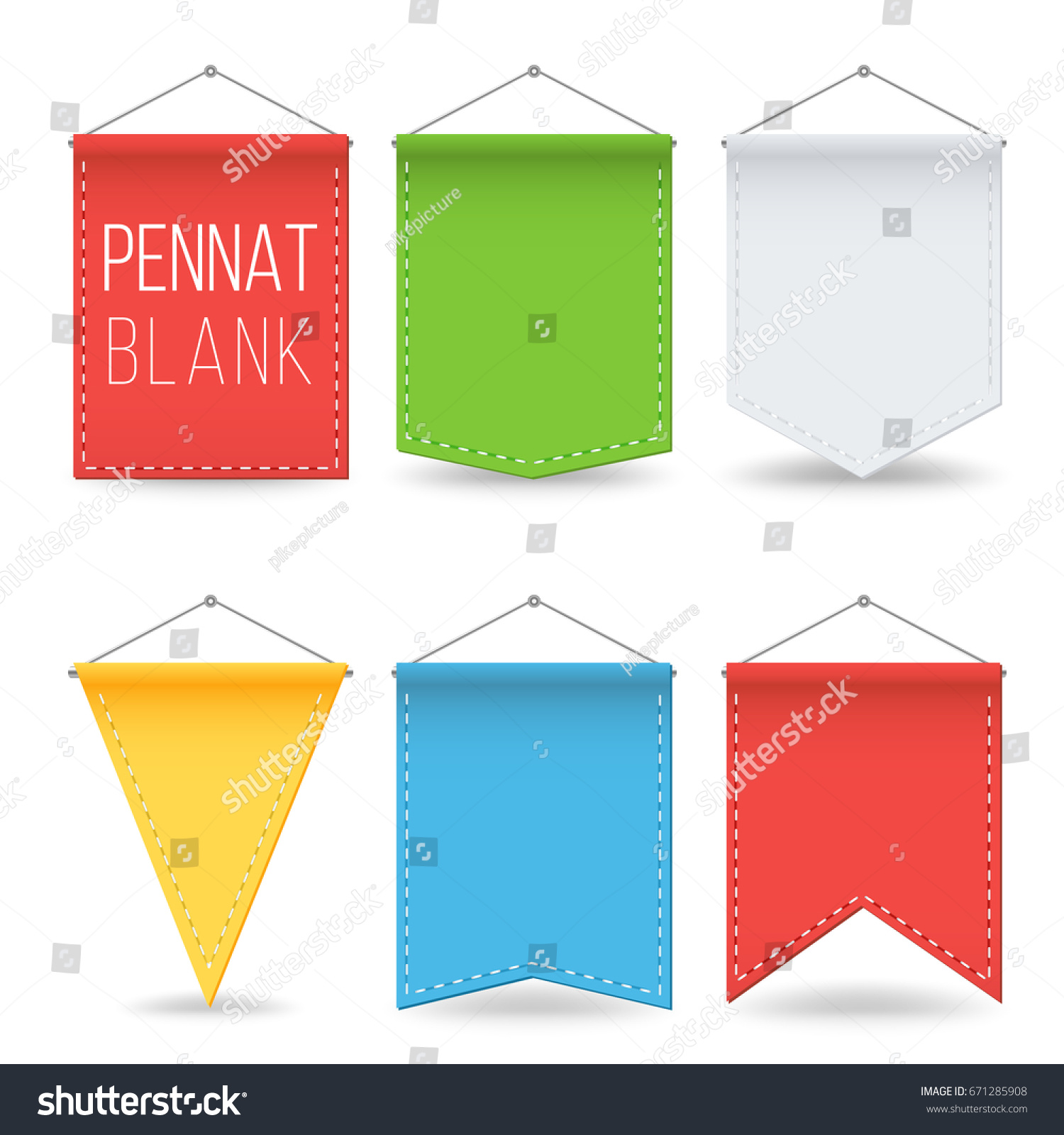 Pennant Banner Hanger Vector Template Set Stock Vector (Royalty For Triangle Pennant Banner Template