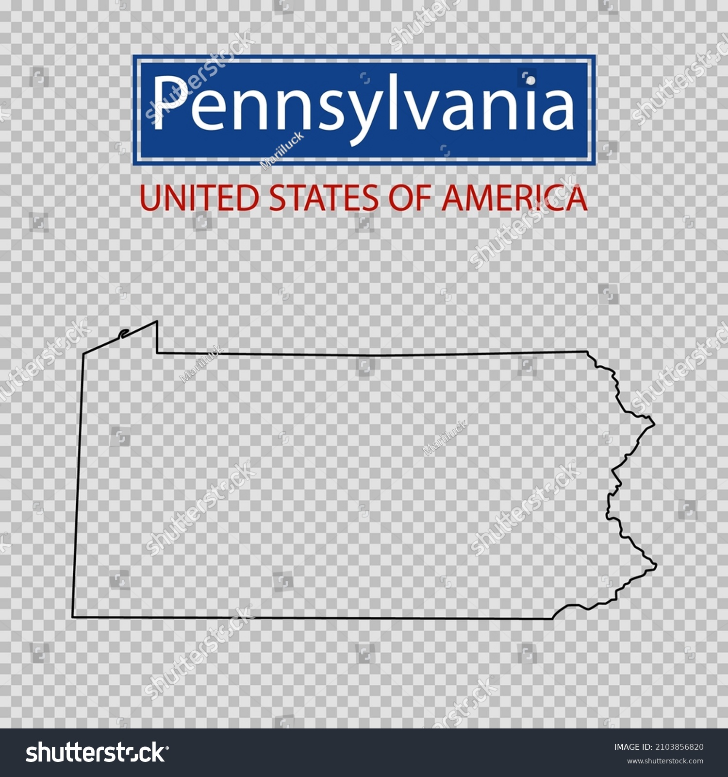 Pennsylvania State Outline Map On Transparent Stock Vector Royalty   Stock Vector Pennsylvania State Outline Map On A Transparent Background United States Of America Line Icon Map 2103856820 