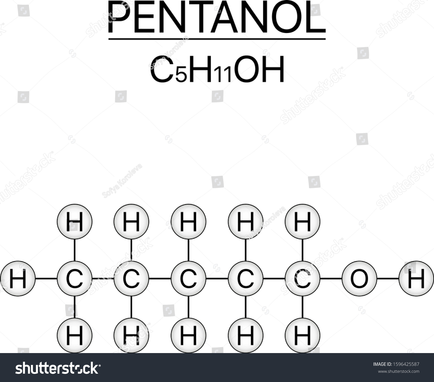 Pentanol C5h11oh Structural Formula Black On Stock Vector Royalty Free