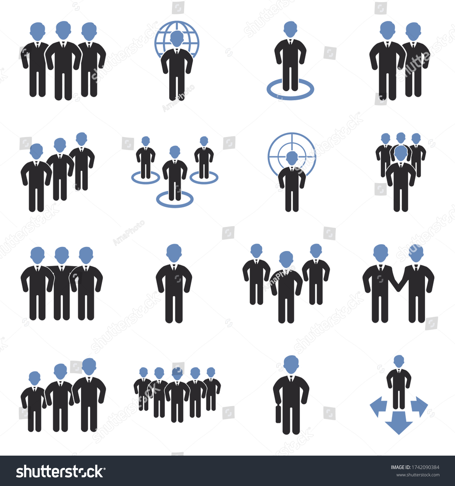 People Crowd Icons Two Tone Flat Stock Vector (Royalty Free) 1742090384 ...