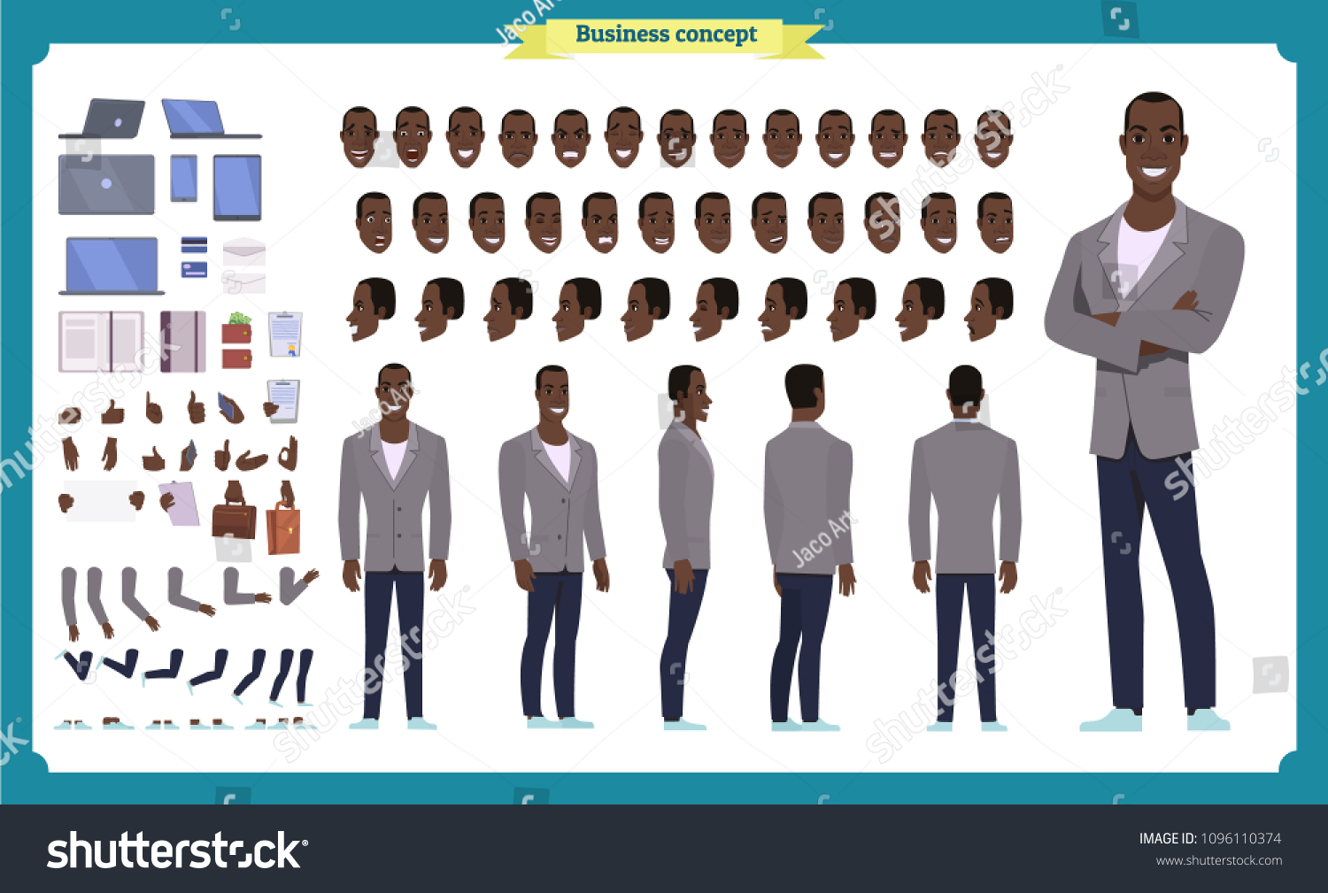 People Character Business Set Front Side Stock Vector (Royalty Free ...