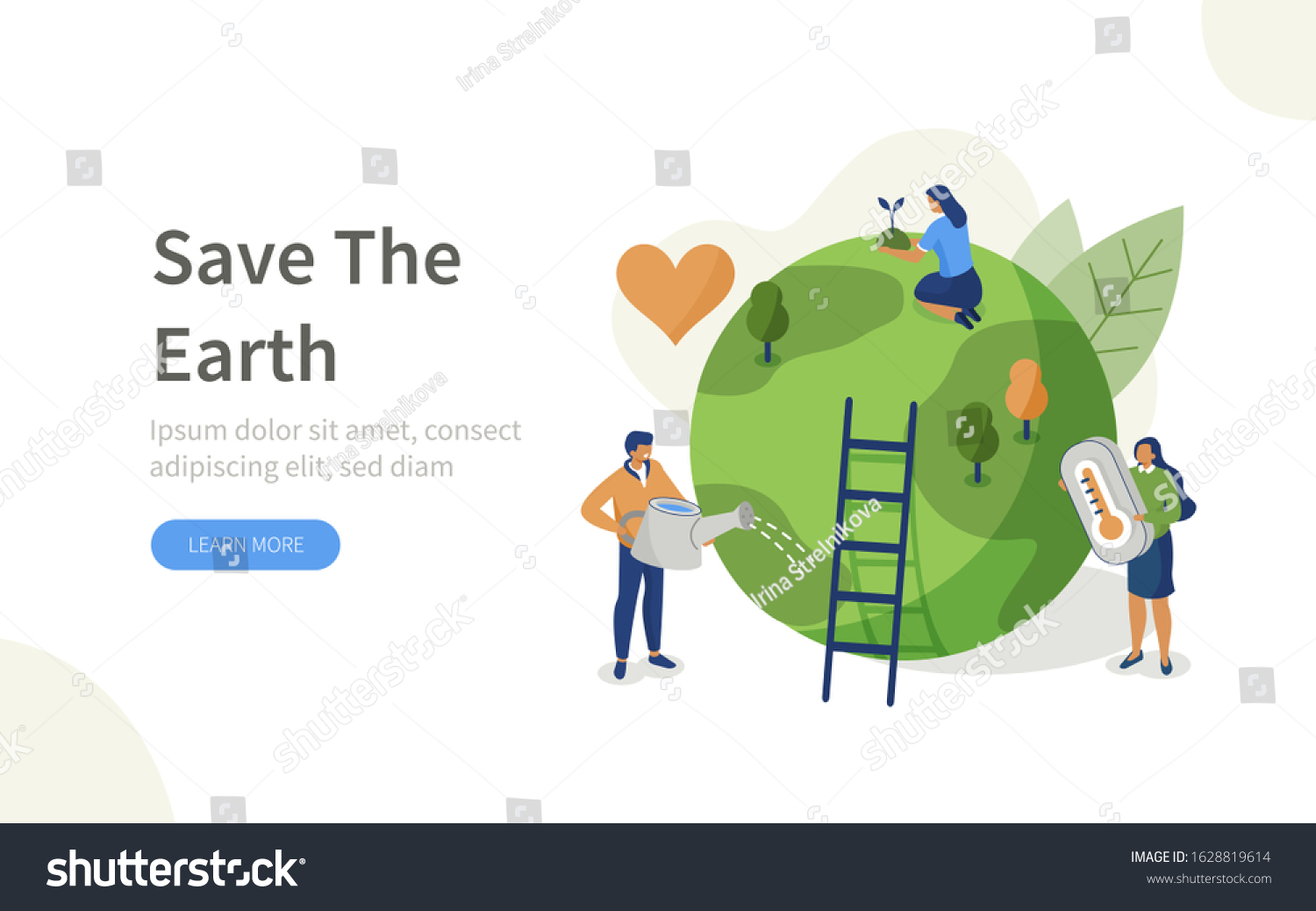 People Characters Trying Save Planet Earthwoman Stock Vector (Royalty ...