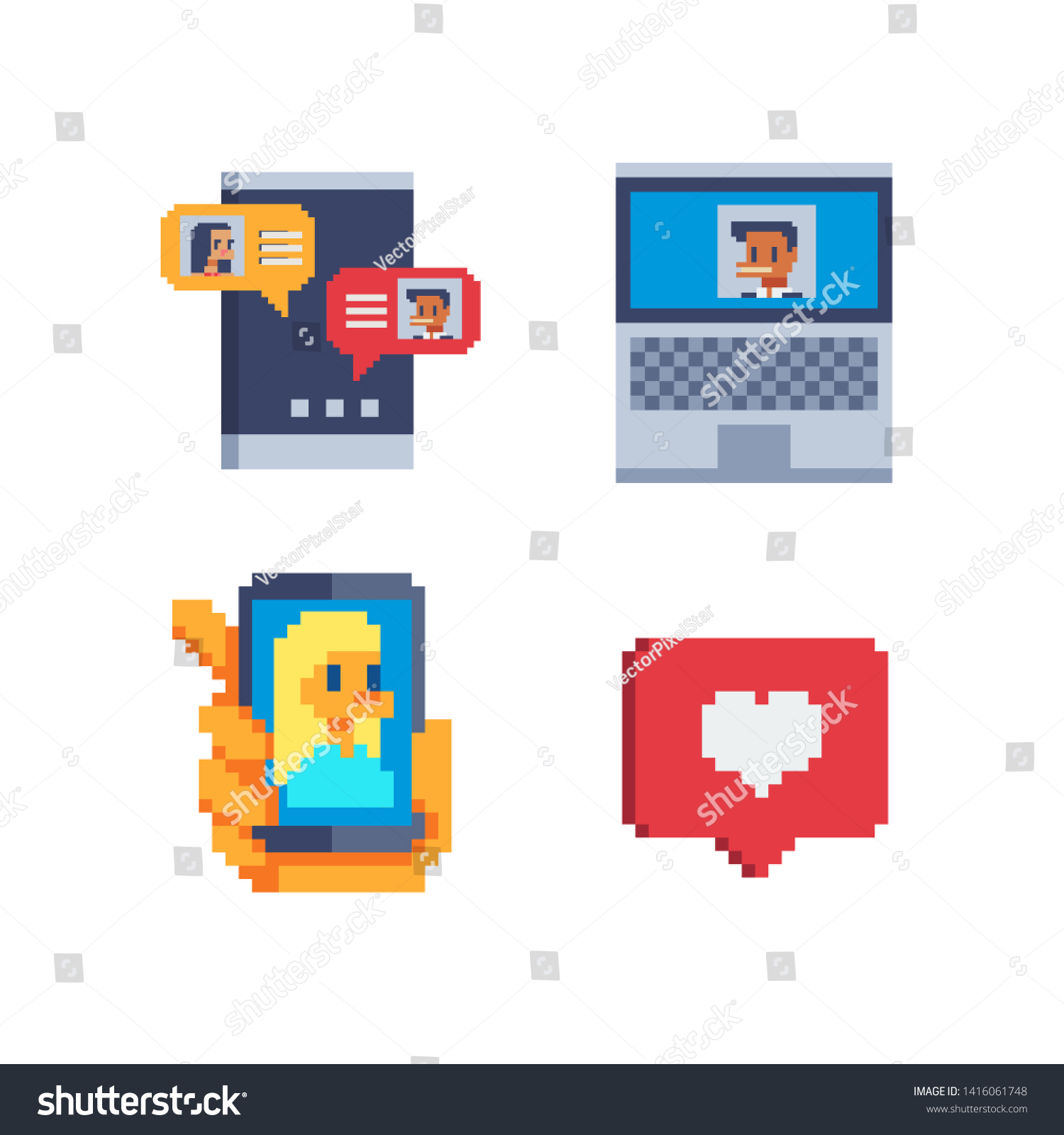 People Chatting Video Call Self Portrait Stock Vector Royalty Free