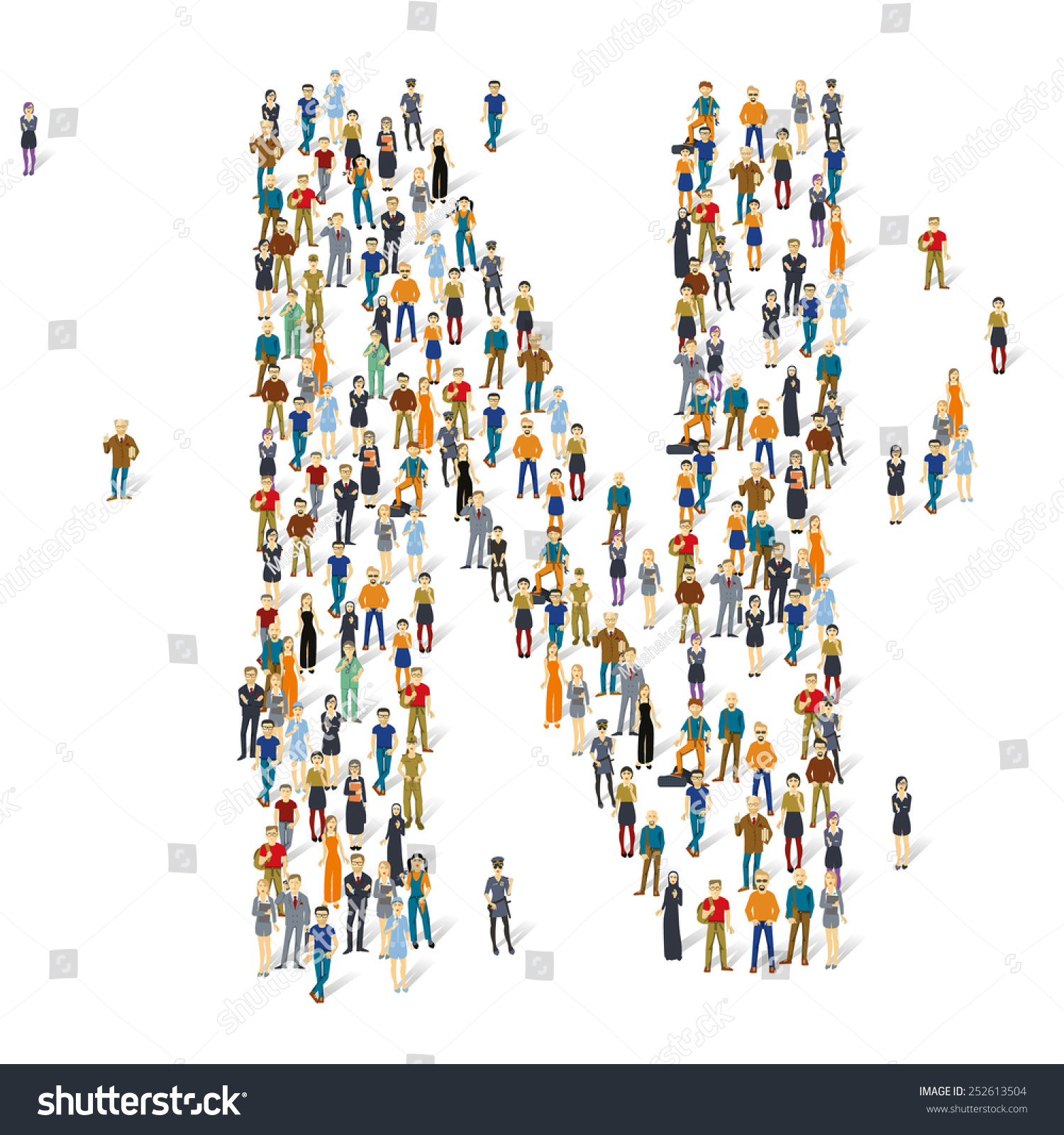 People Crowd. Vector Abc, Letter N - 252613504 : Shutterstock