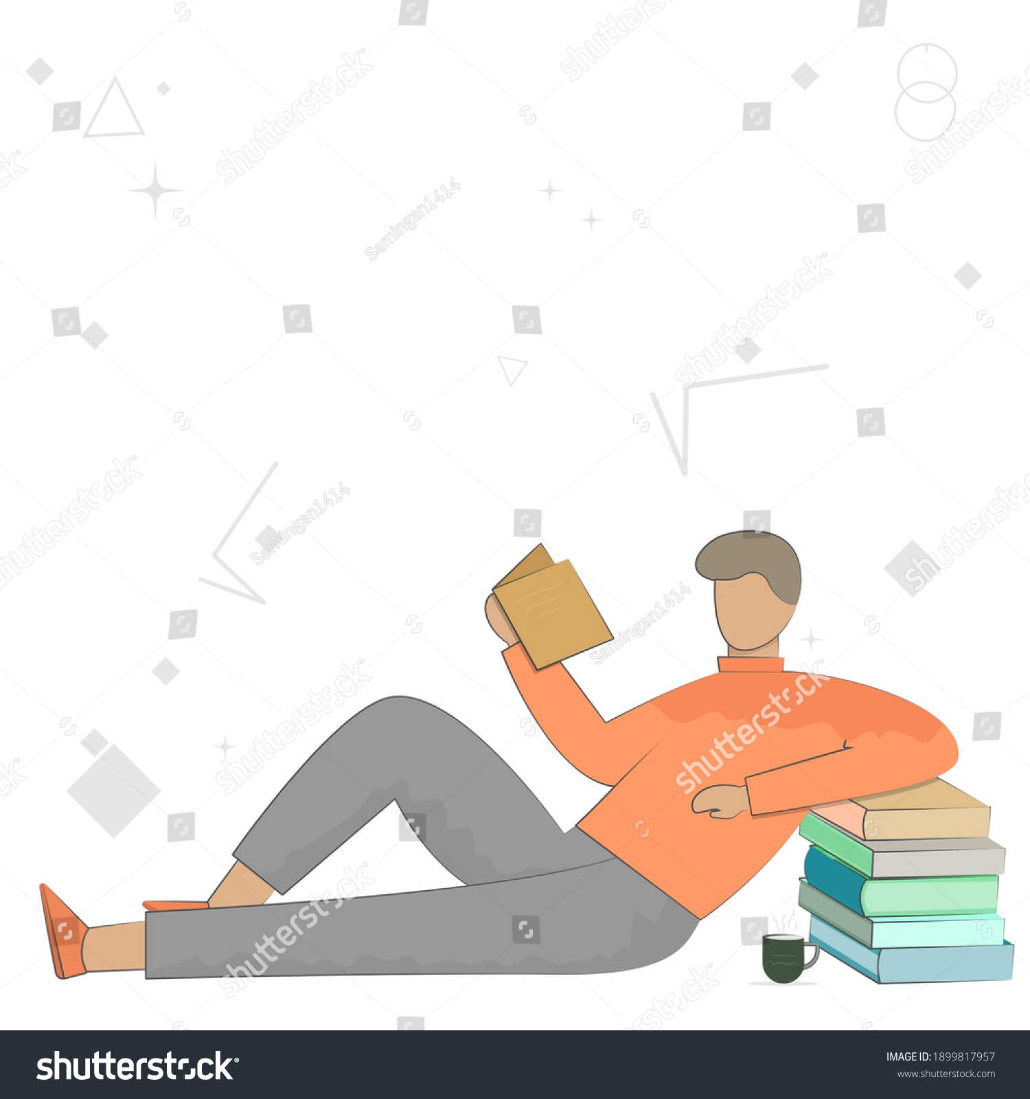 People Enjoying Reading Favourite Books Vector Stock Vector (Royalty ...