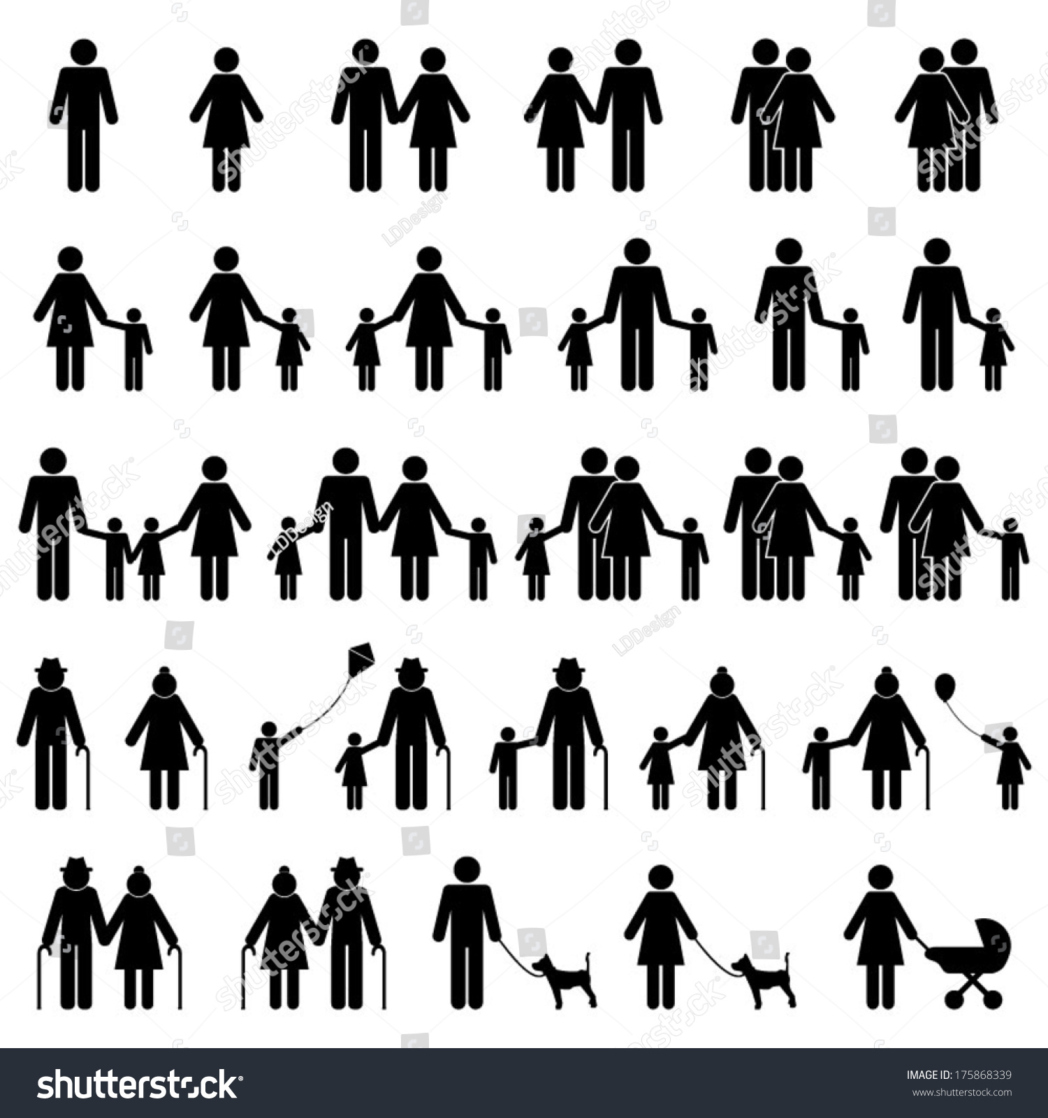 People Family Icons Set Stock Vector 175868339 - Shutterstock