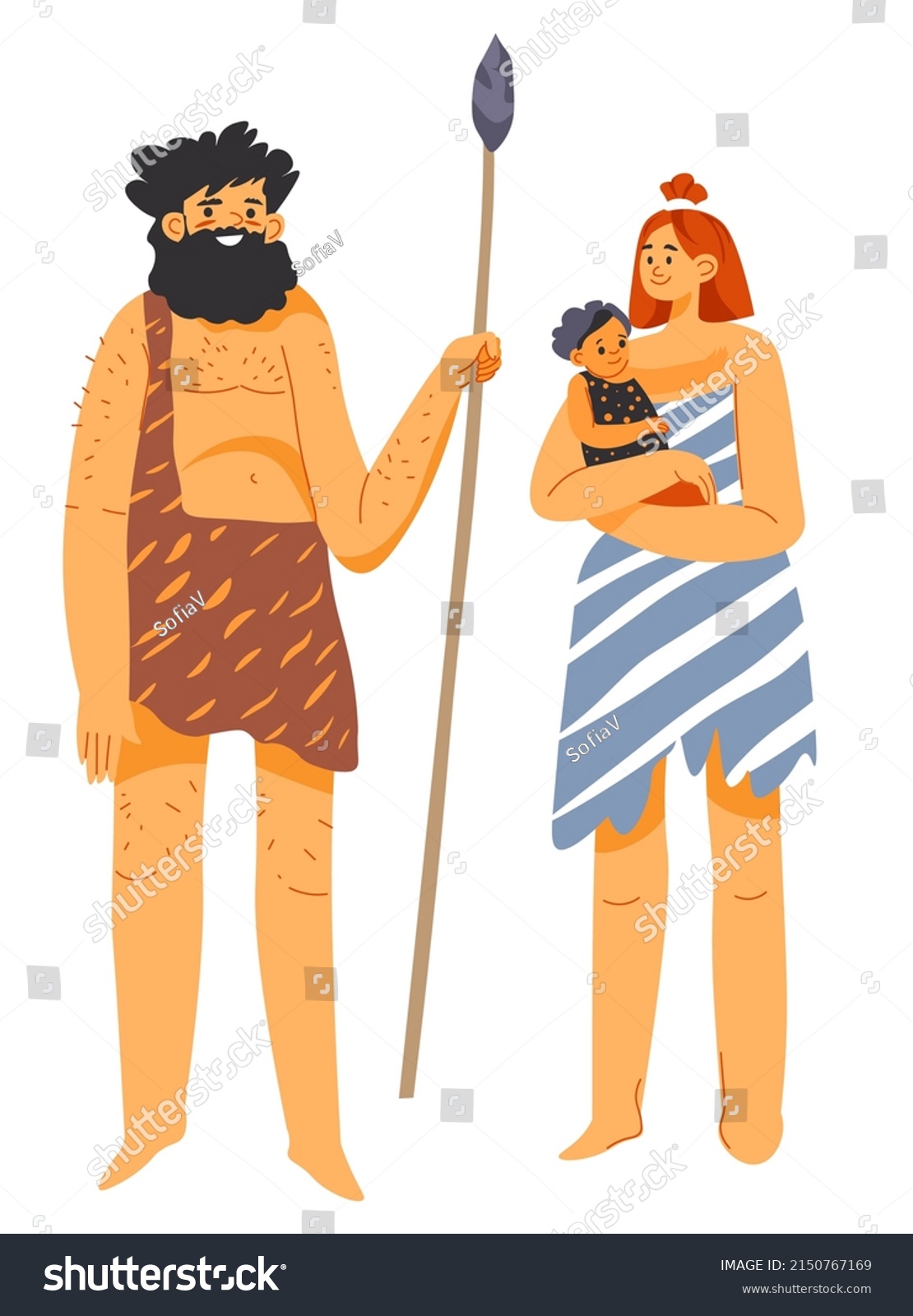 People Stone Age Man Woman Kid Stock Vector (Royalty Free) 2150767169 ...
