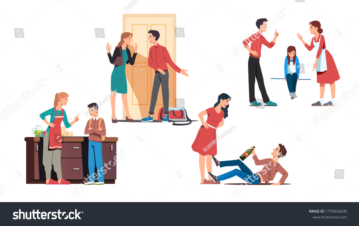 People Having Conflict Family Relationships Problems Stock Vector ...