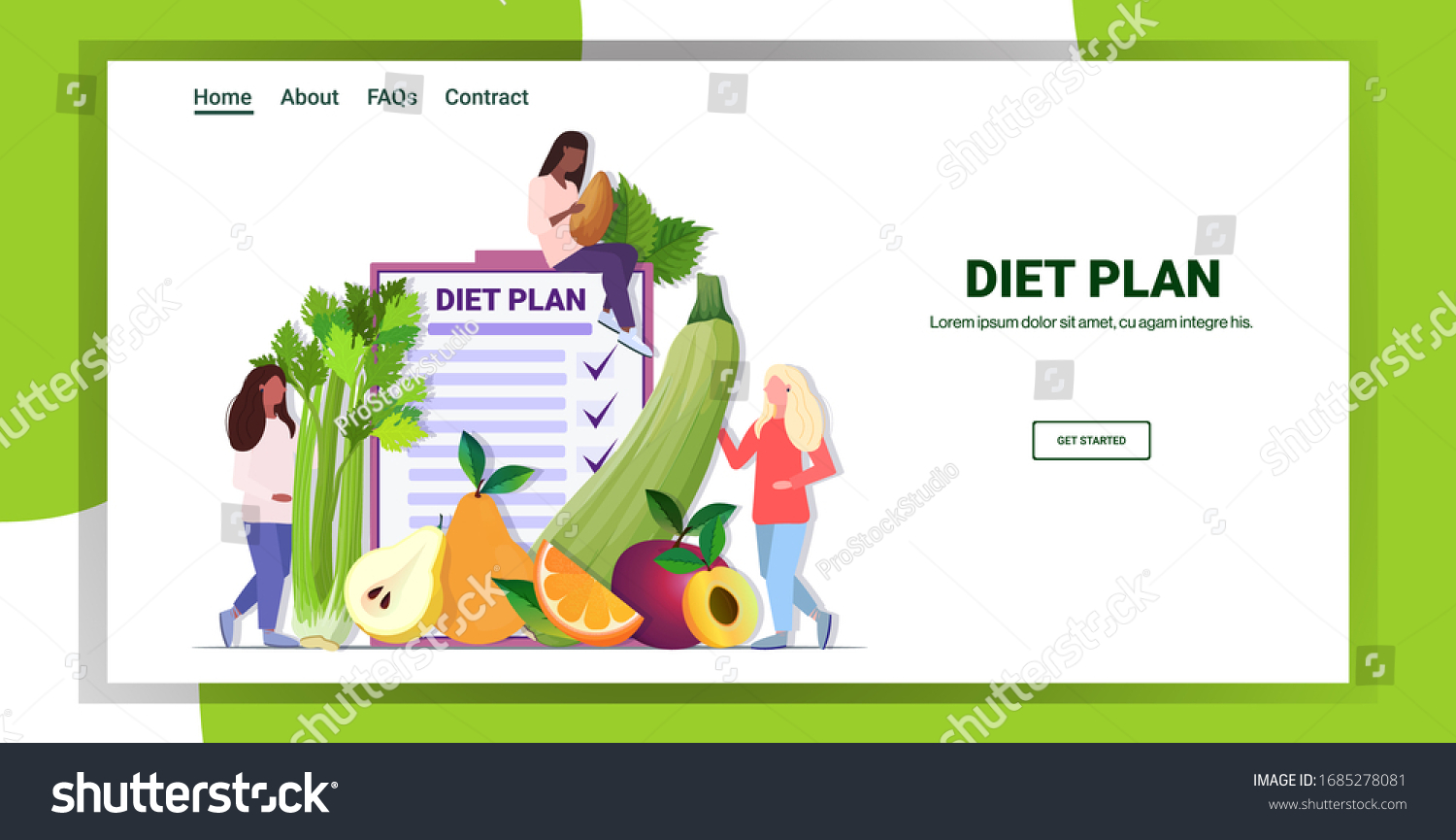 SVG of people holding different organic fruits herbs mix race women planning weight loss program diet plan healthy nutrition concept horizontal copy space vector illustration svg